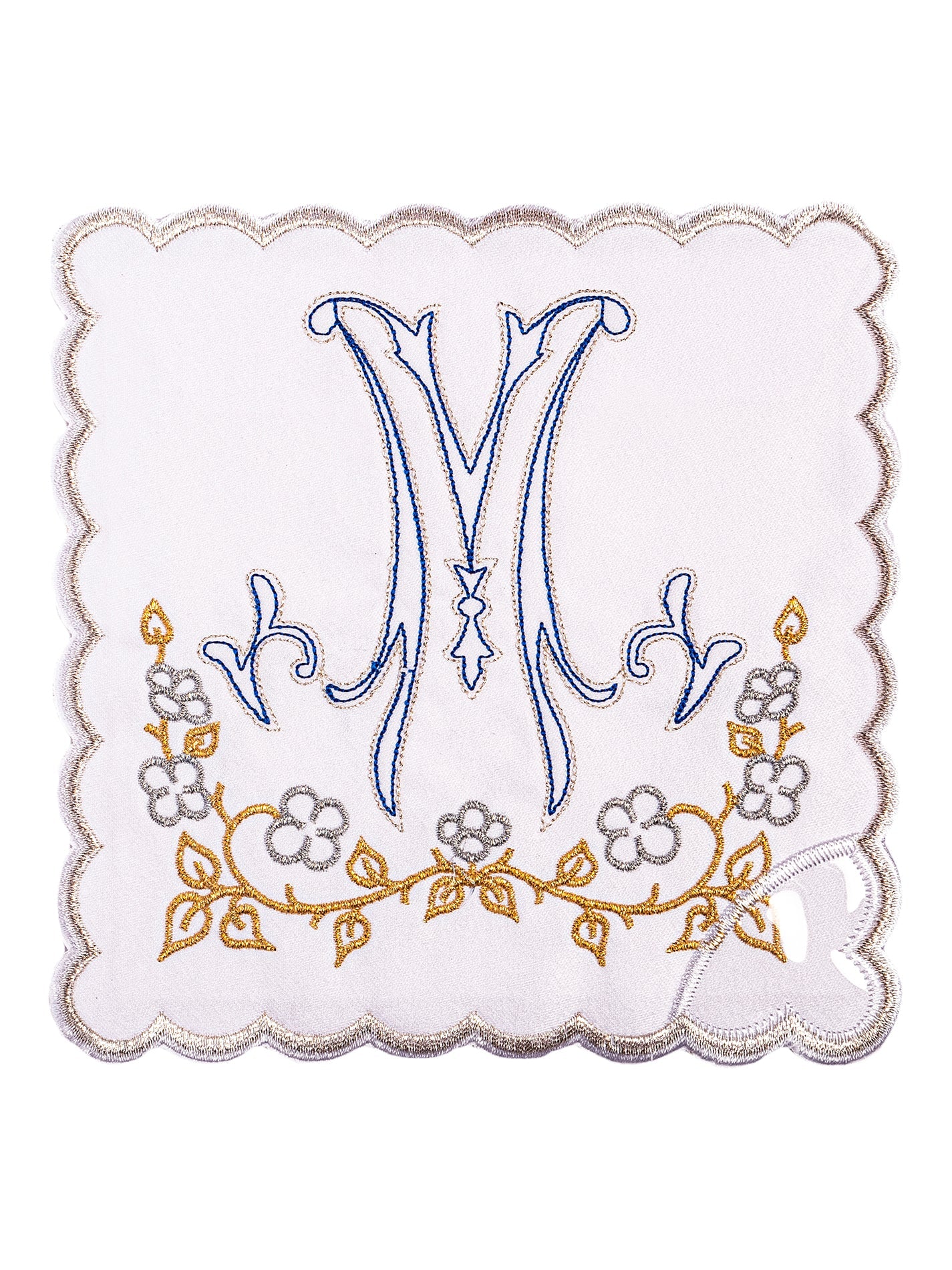 Chalice Linens in cotton with blue Marian symbol - HAFTINAUSA.COM