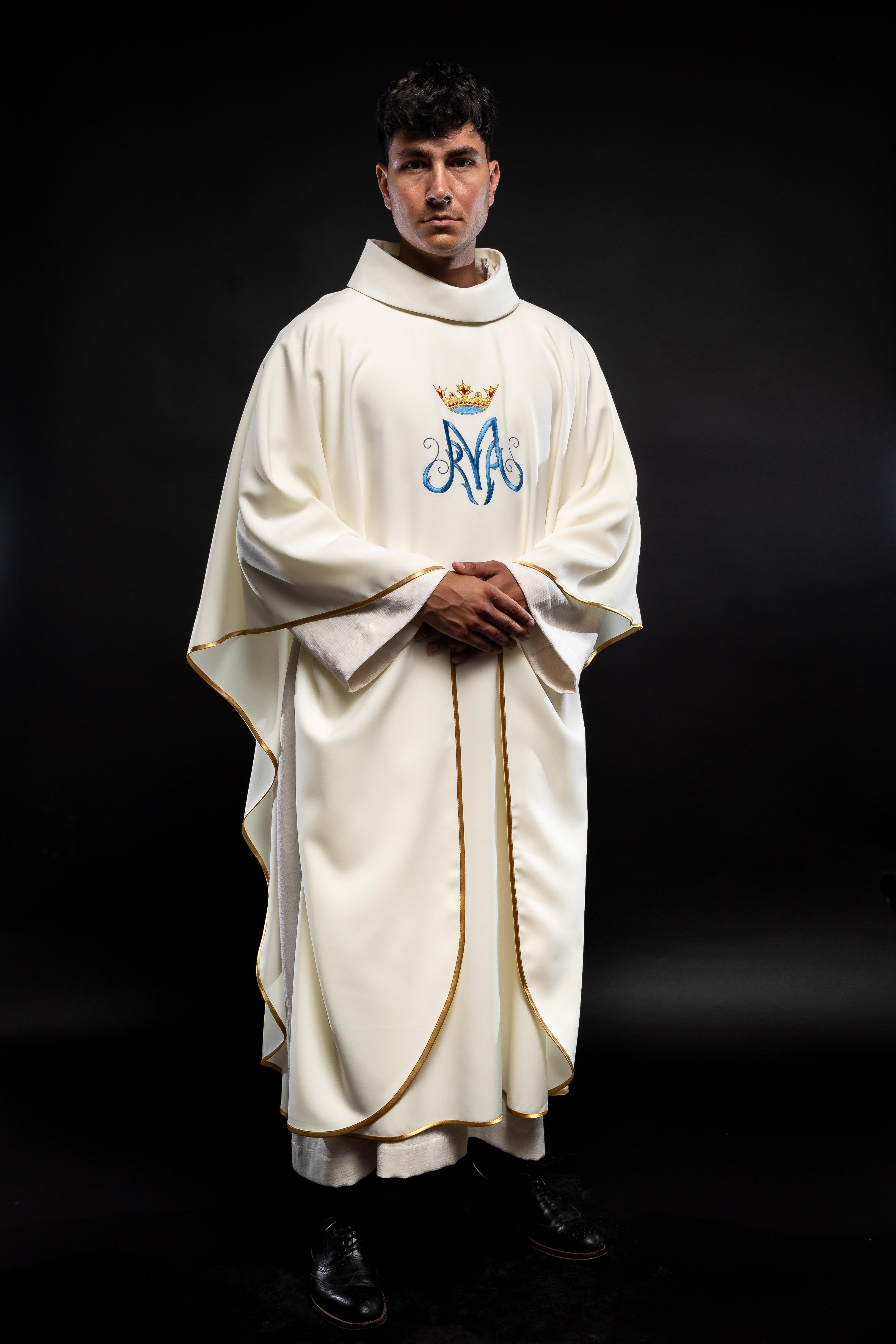 Ornat liturgiczny Maryjny w kolorze ecru - ORNATY.PL