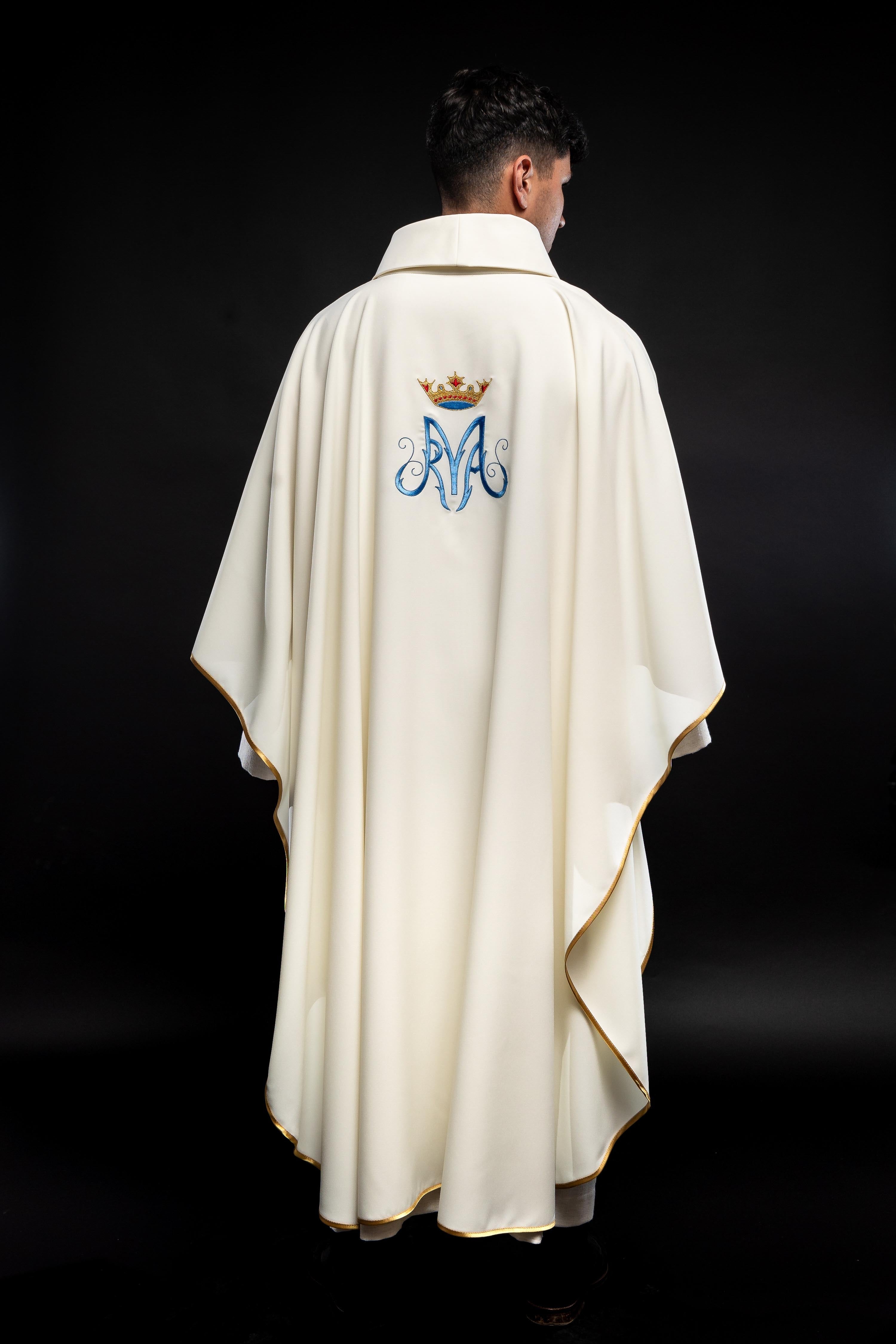 Ornat liturgiczny Maryjny w kolorze ecru - ORNATY.PL