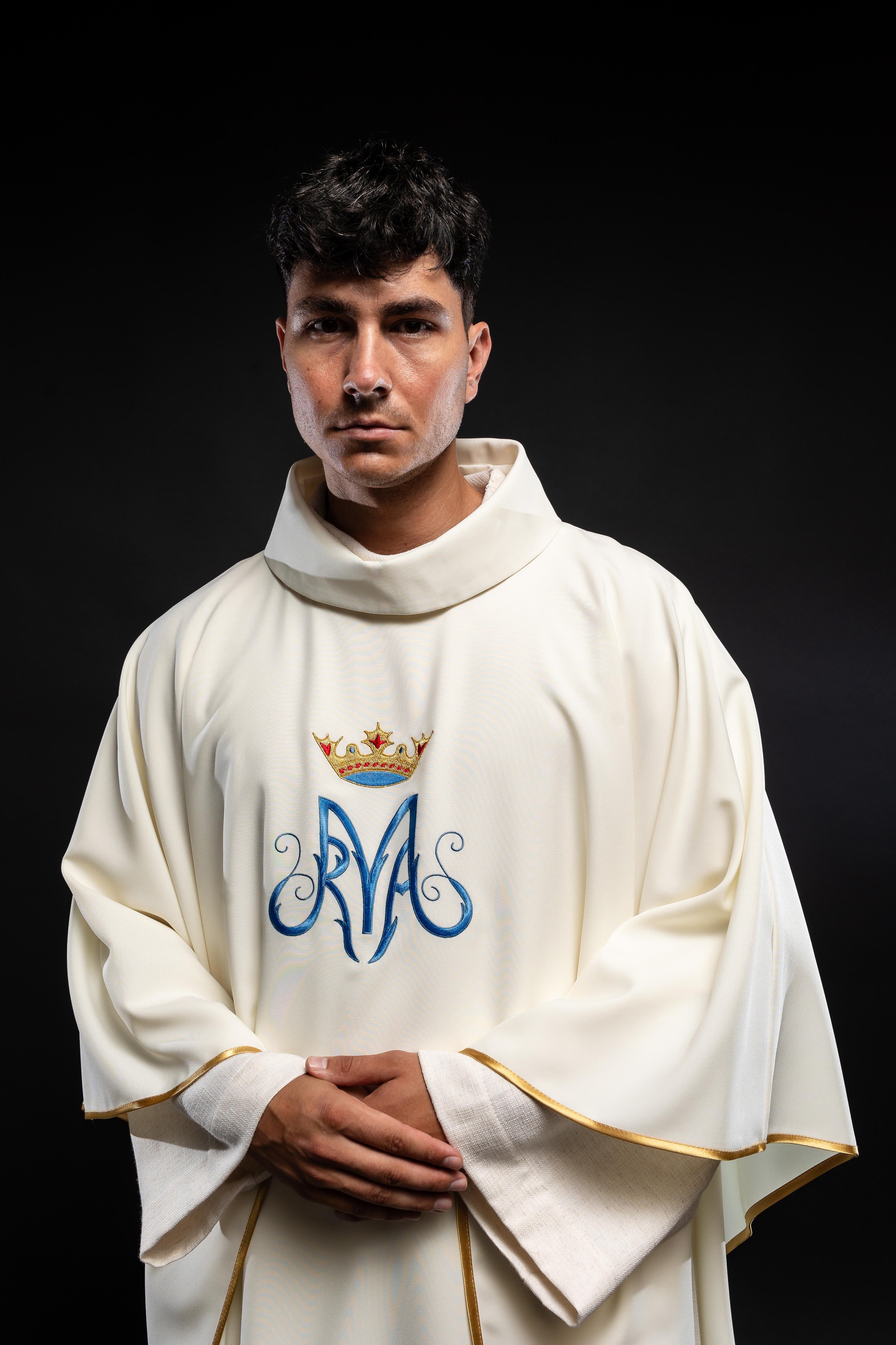 Ornat liturgiczny Maryjny w kolorze ecru - ORNATY.PL