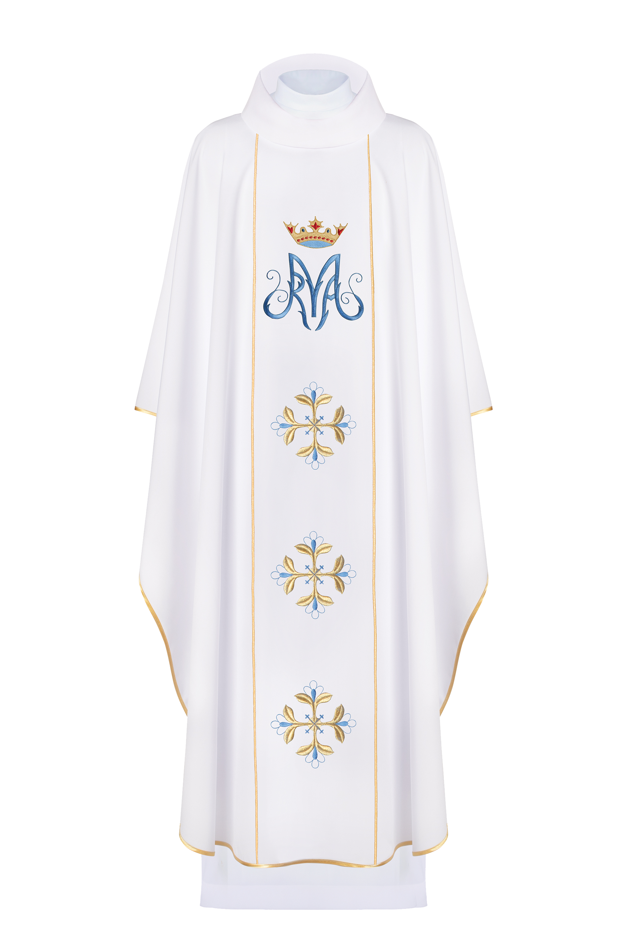 Ivory chasuble with gold Marian embroidery - HAFTINAUSA.COM