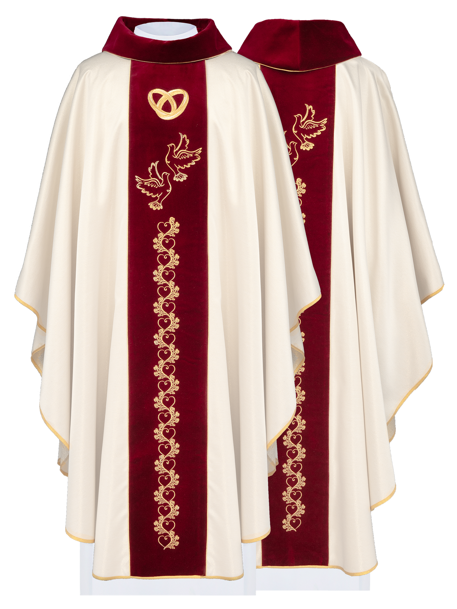 Wedding chasuble with velvet belt "I vow to you love fidelity" - HAFTINAUSA.COM
