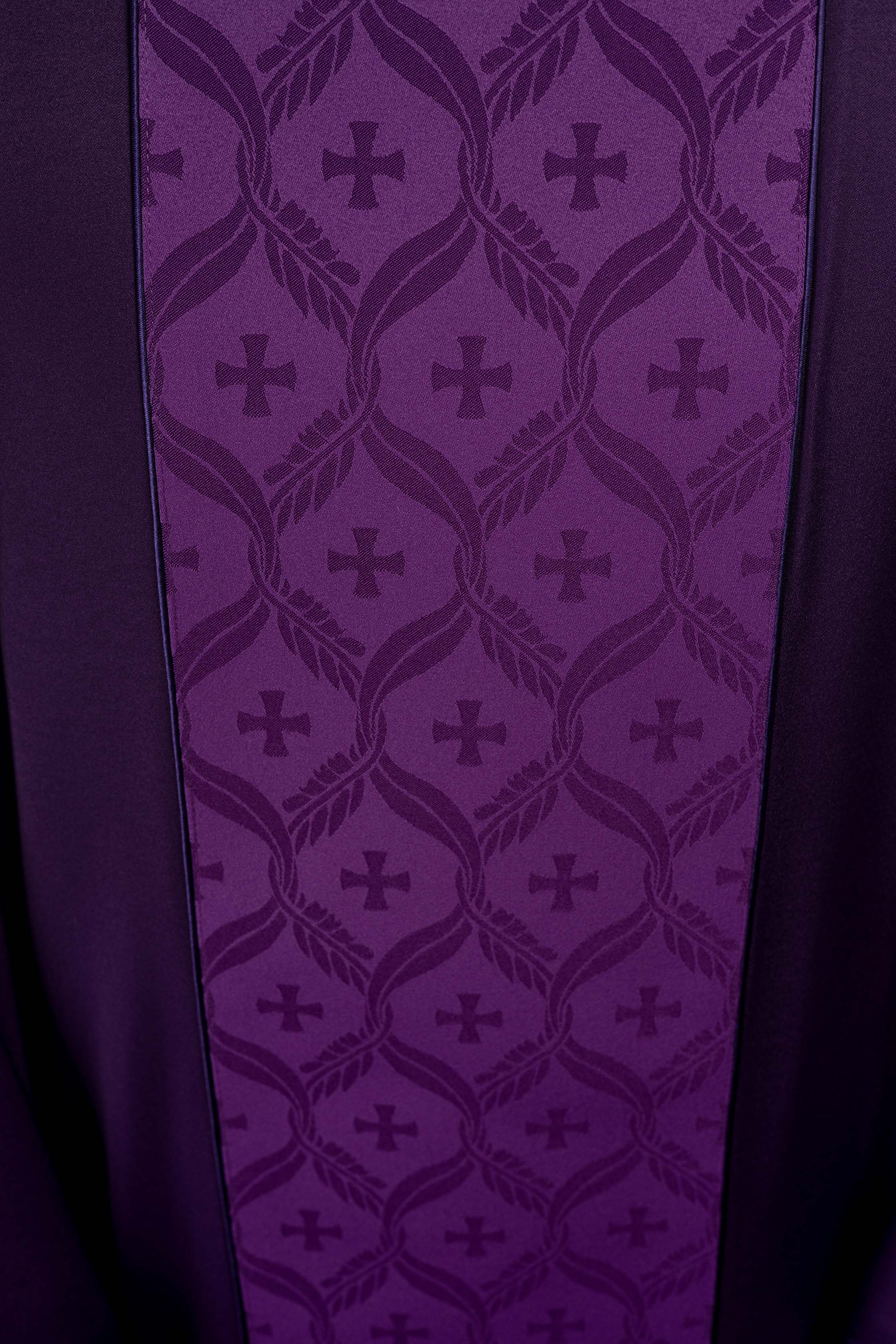 Purple Chasuble with Jacquard Orphrey Featuring Cross Motifs
