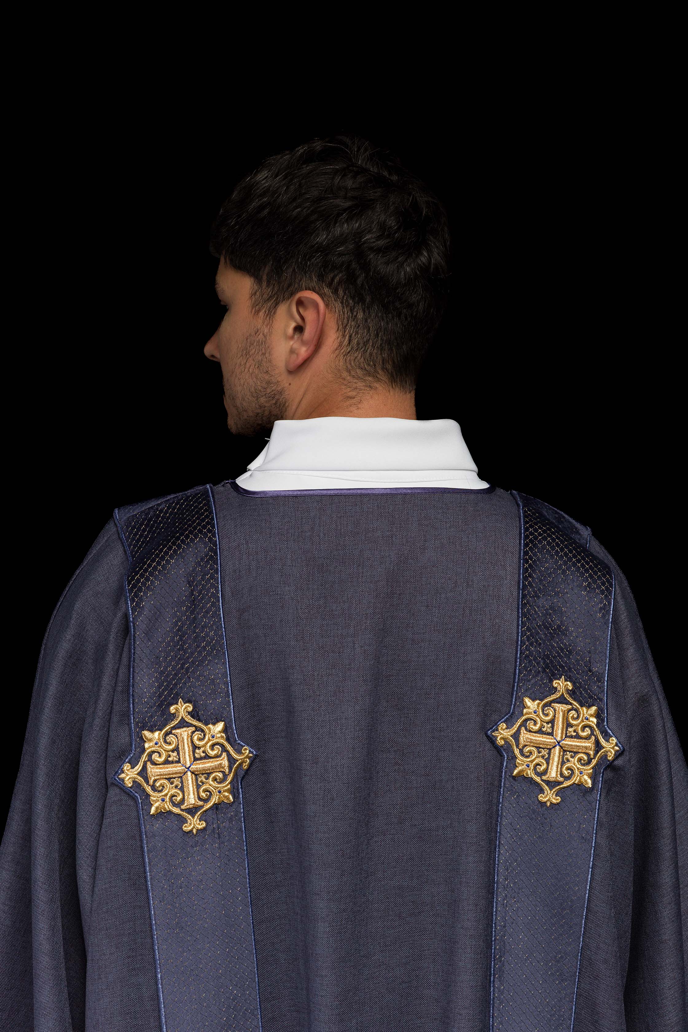 Purple Dalmatic with Velvet Orphreys and Cross Symbols