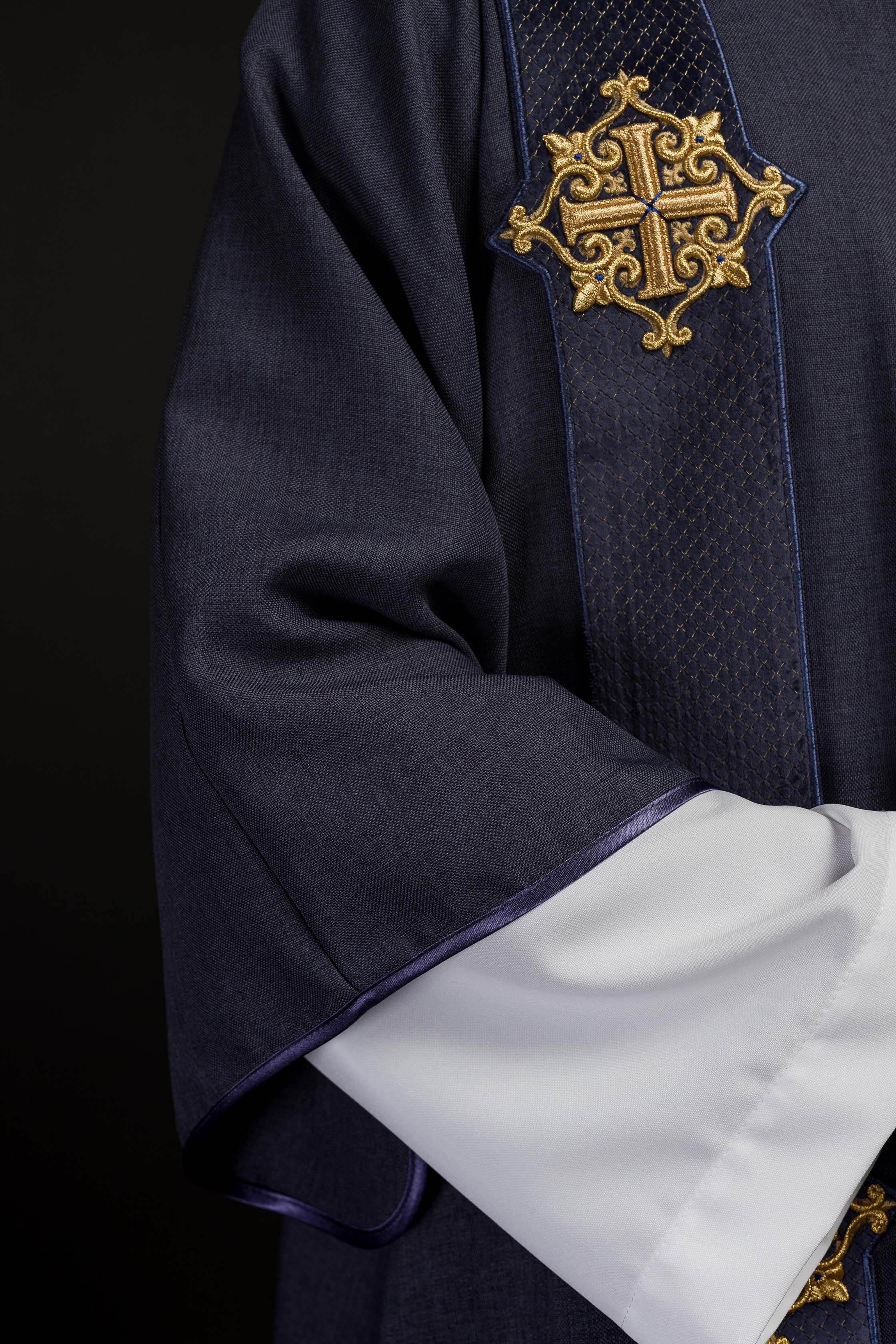 Purple Dalmatic with Velvet Orphreys and Cross Symbols