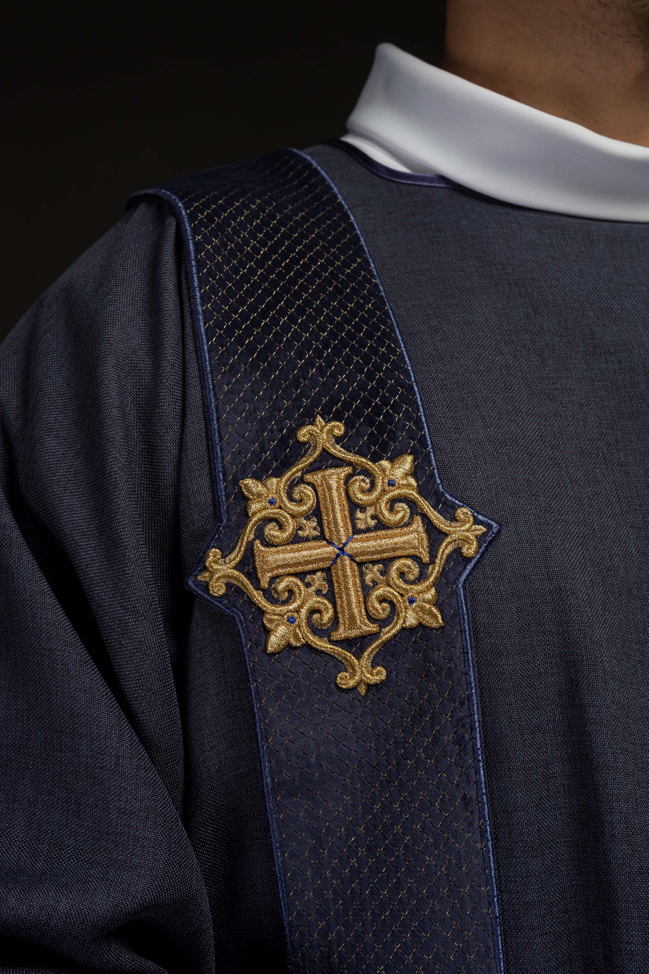 Purple Dalmatic with Velvet Orphreys and Cross Symbols