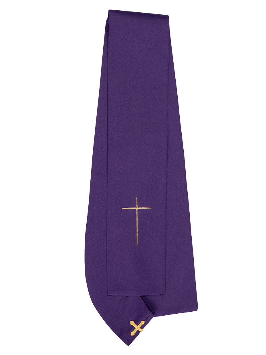 Purple chasuble with embroidered collar - HAFTINAUSA.COM
