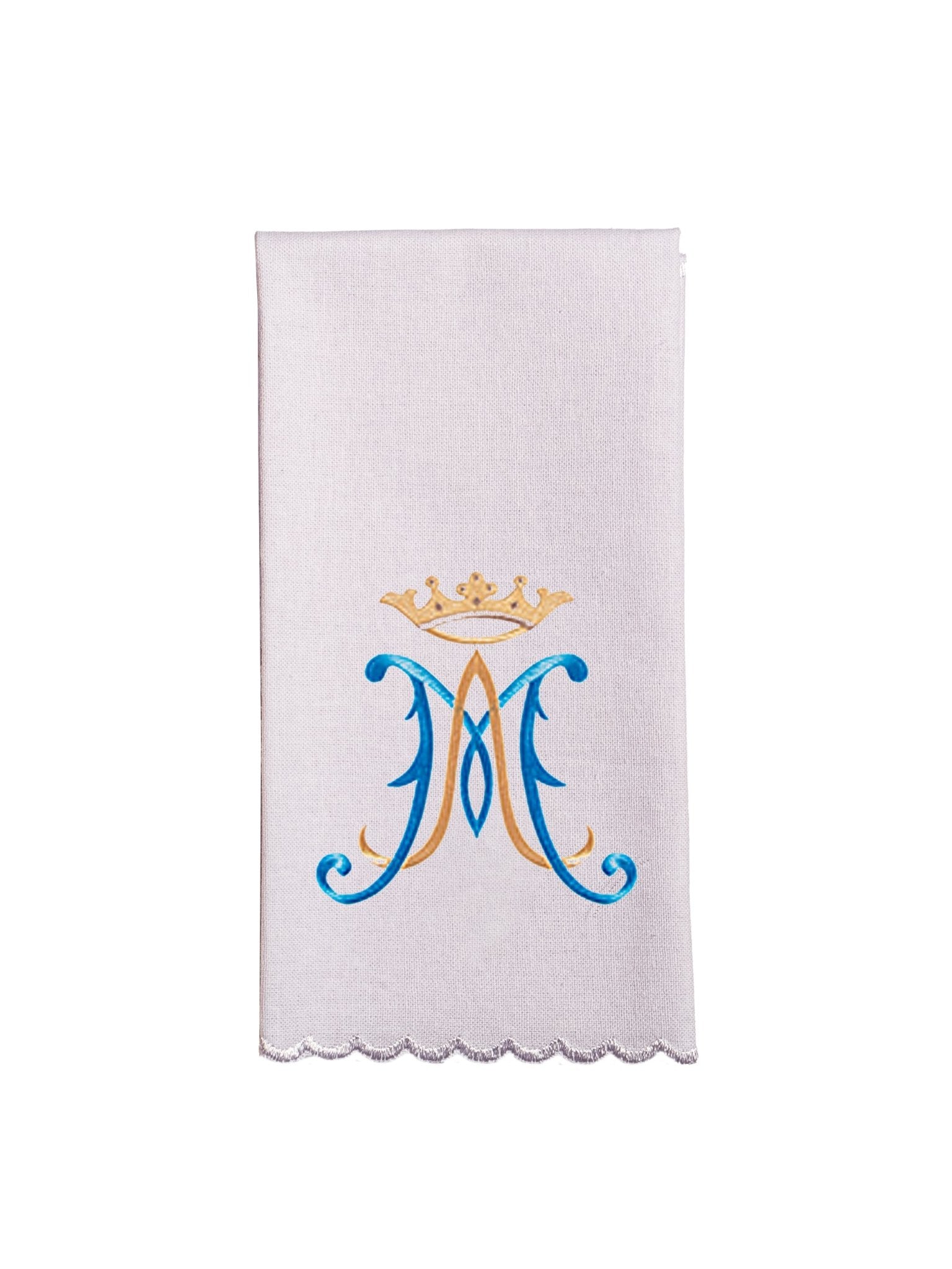 Chalice Linens with blue marian symbol KK/183 - HAFTINAUSA.COM