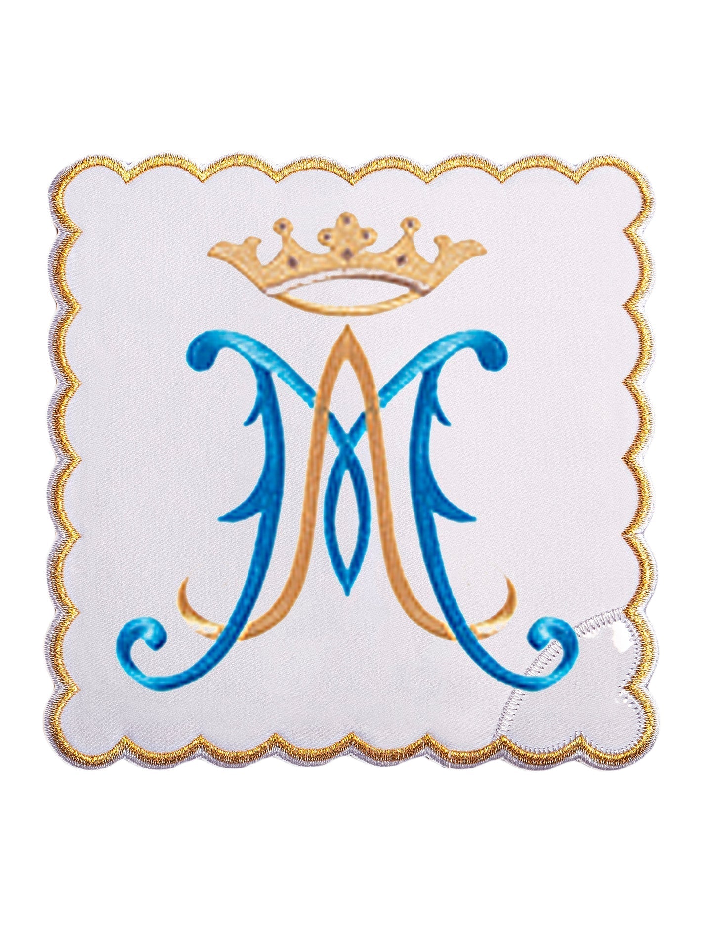 Chalice Linens with blue marian symbol KK/183 - HAFTINAUSA.COM