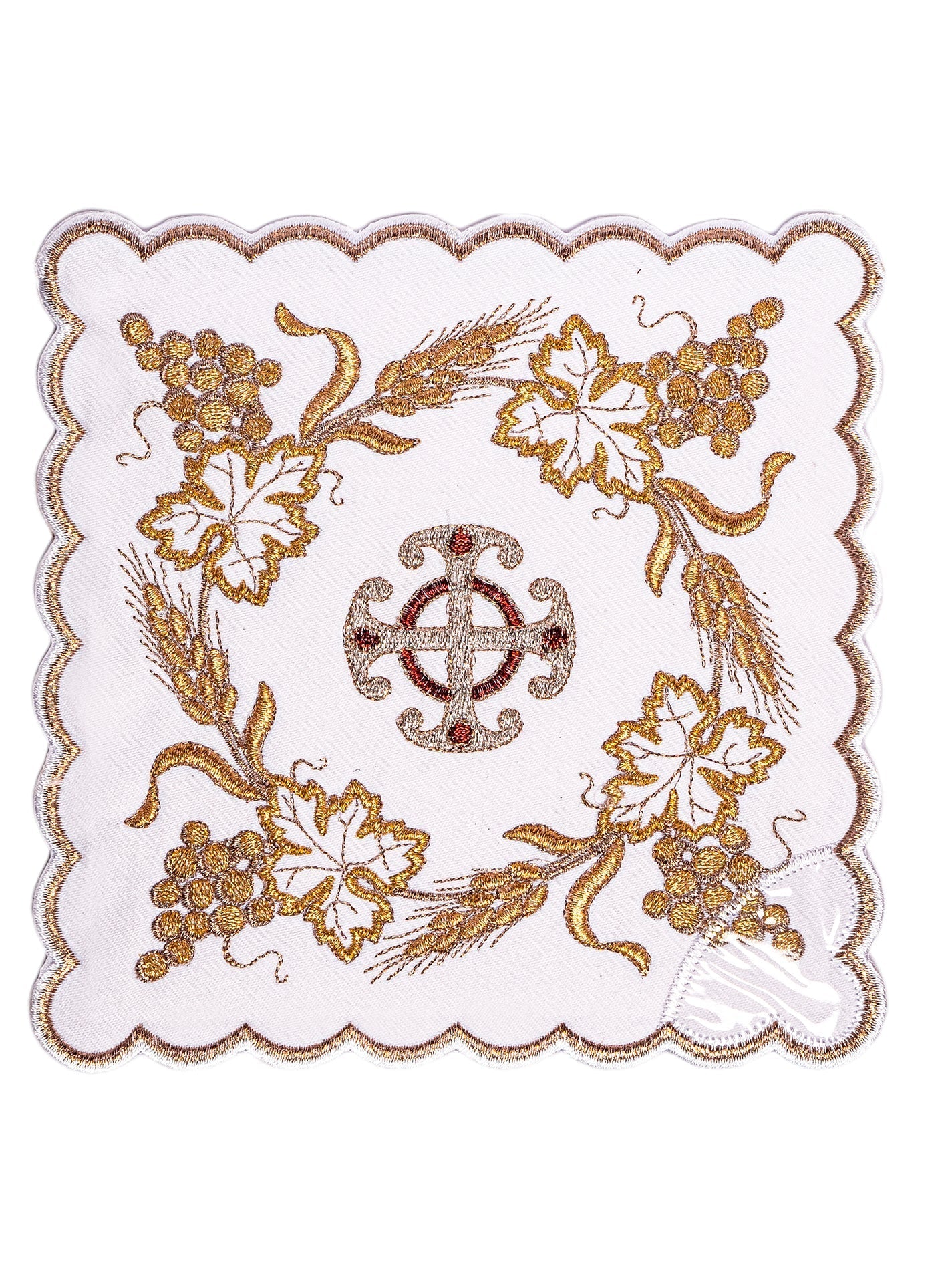 Chalice Linens with gold and bordeux embroidery KK/036 - HAFTINAUSA.COM