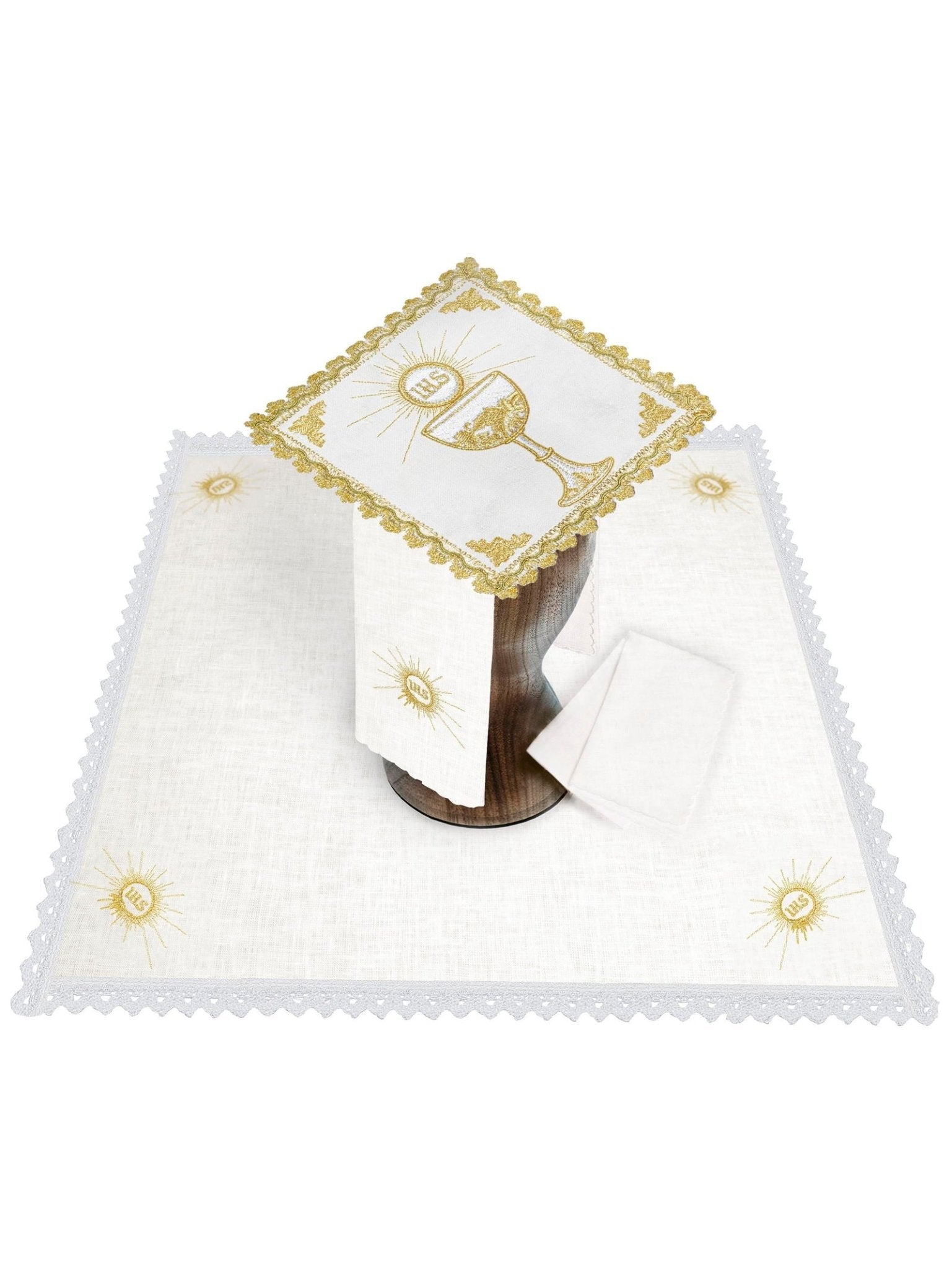 Chalice Set with Golden Chalice Motif and IHS HA/5002 - HAFTINAUSA.COM