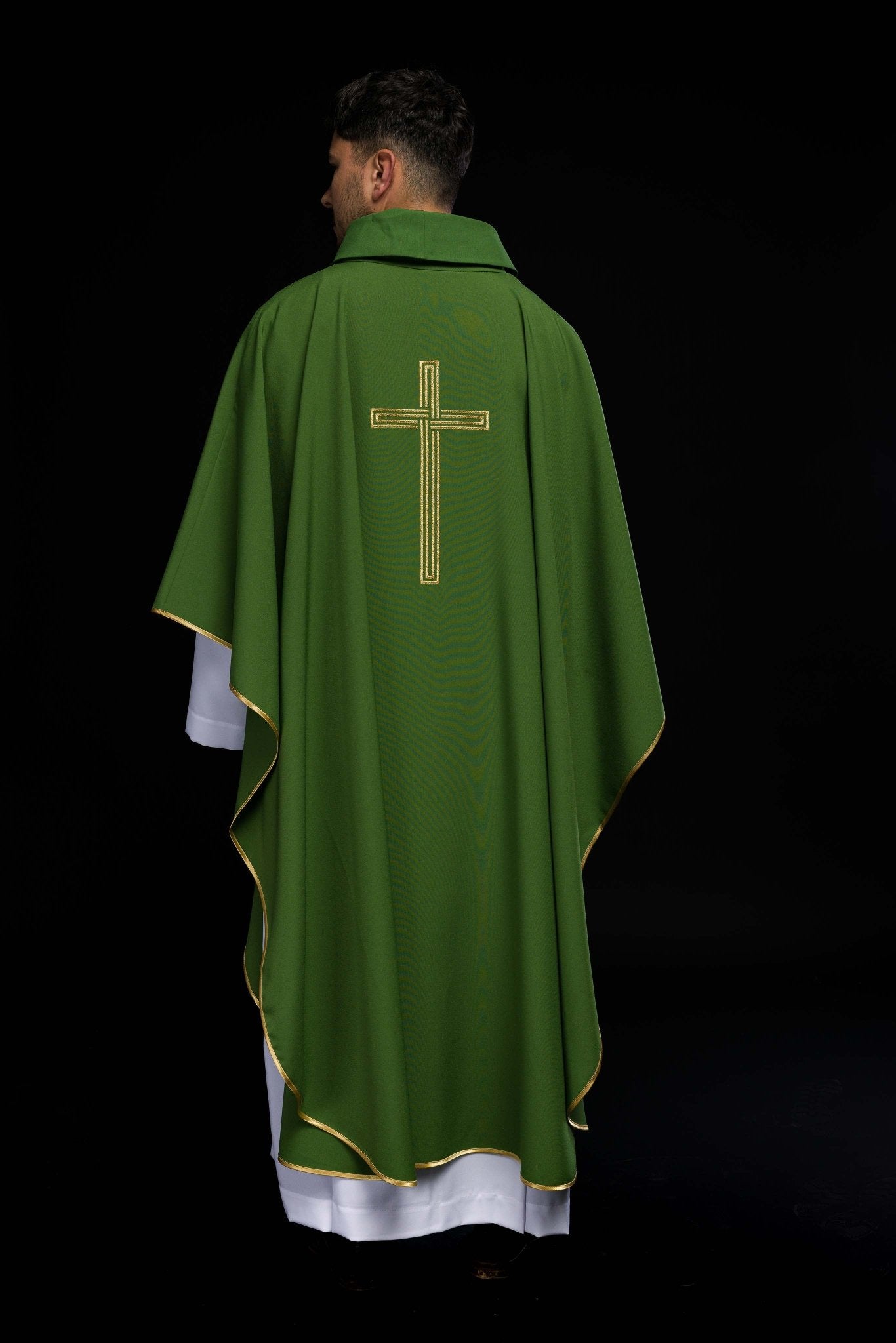 Chasuble embroidered with Green Cross KOR/018/01/12 ZIELONY - HAFTINAUSA.COM