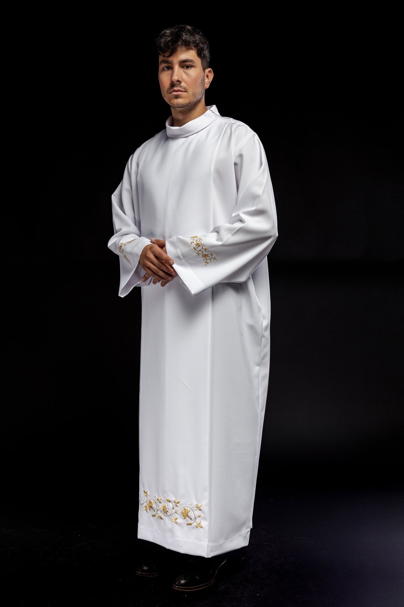 Clergy Alb with neck collar KAB/005/04/12 135cm/164cm - HAFTINAUSA.COM