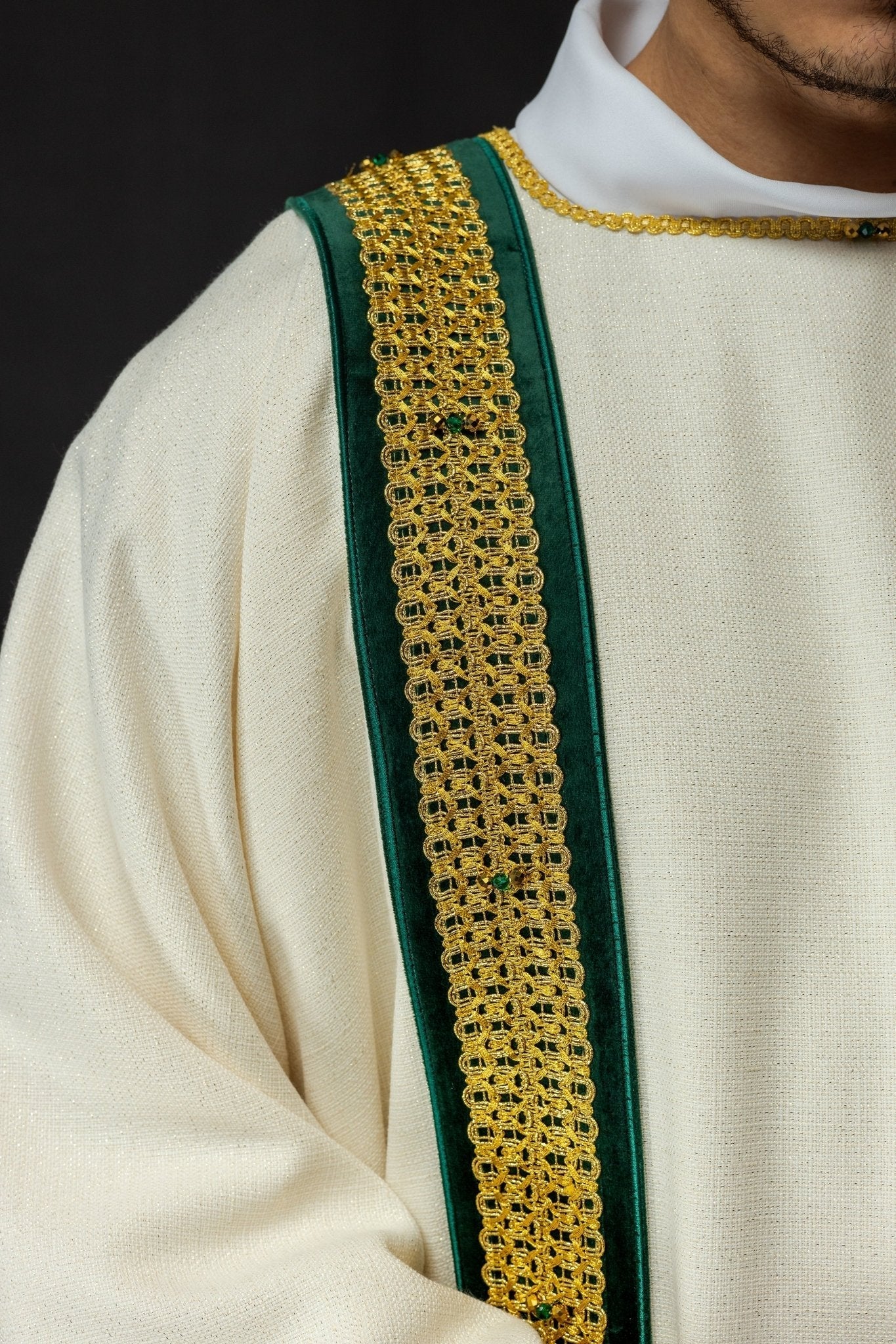 Deacon dalmatic made of Ivory Italian fabric Handmade 1001 HM/1001/05/71/PA01 - HAFTINAUSA.COM