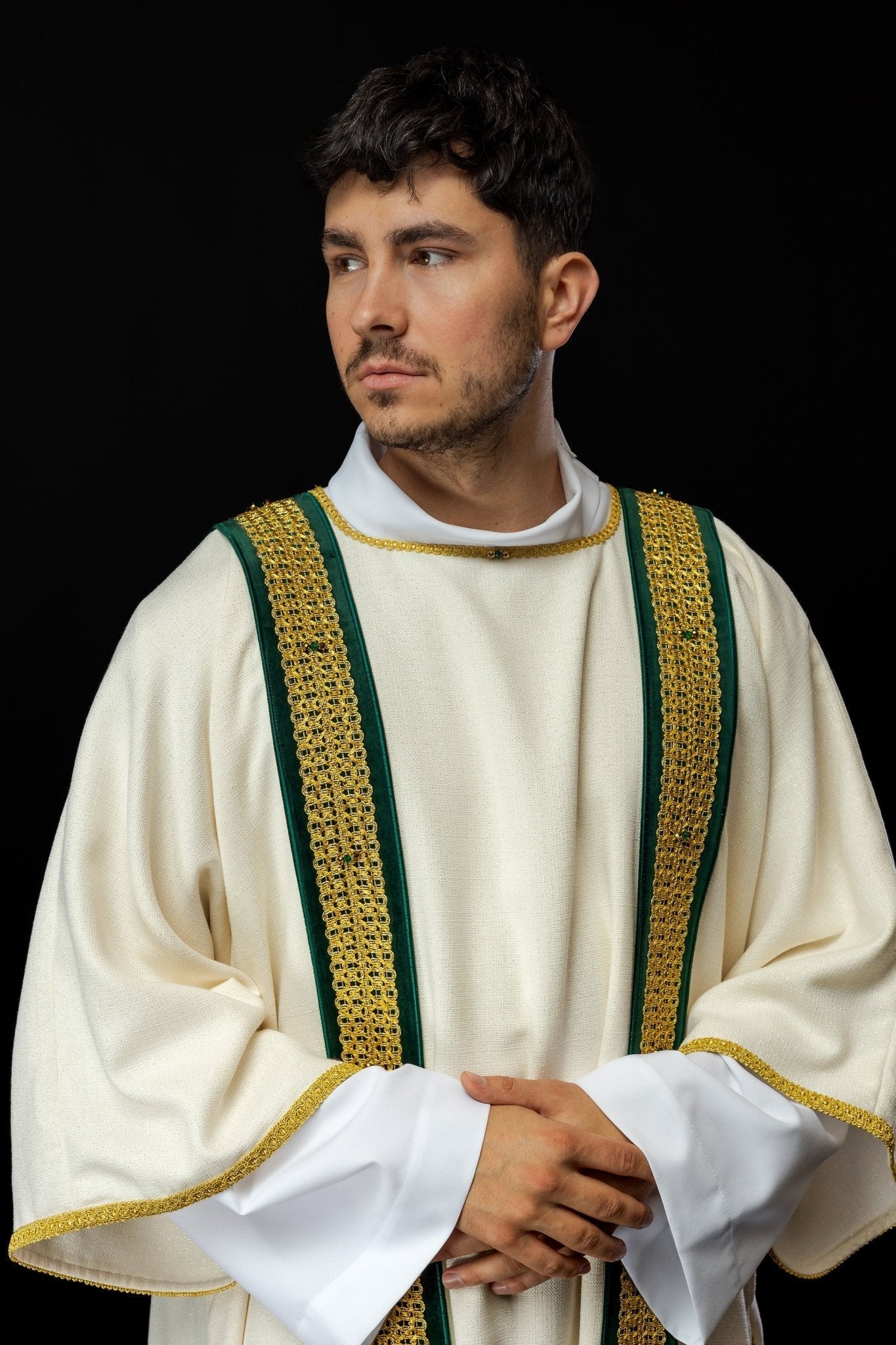 Deacon dalmatic made of Ivory Italian fabric Handmade 1001 HM/1001/05/71/PA01 - HAFTINAUSA.COM
