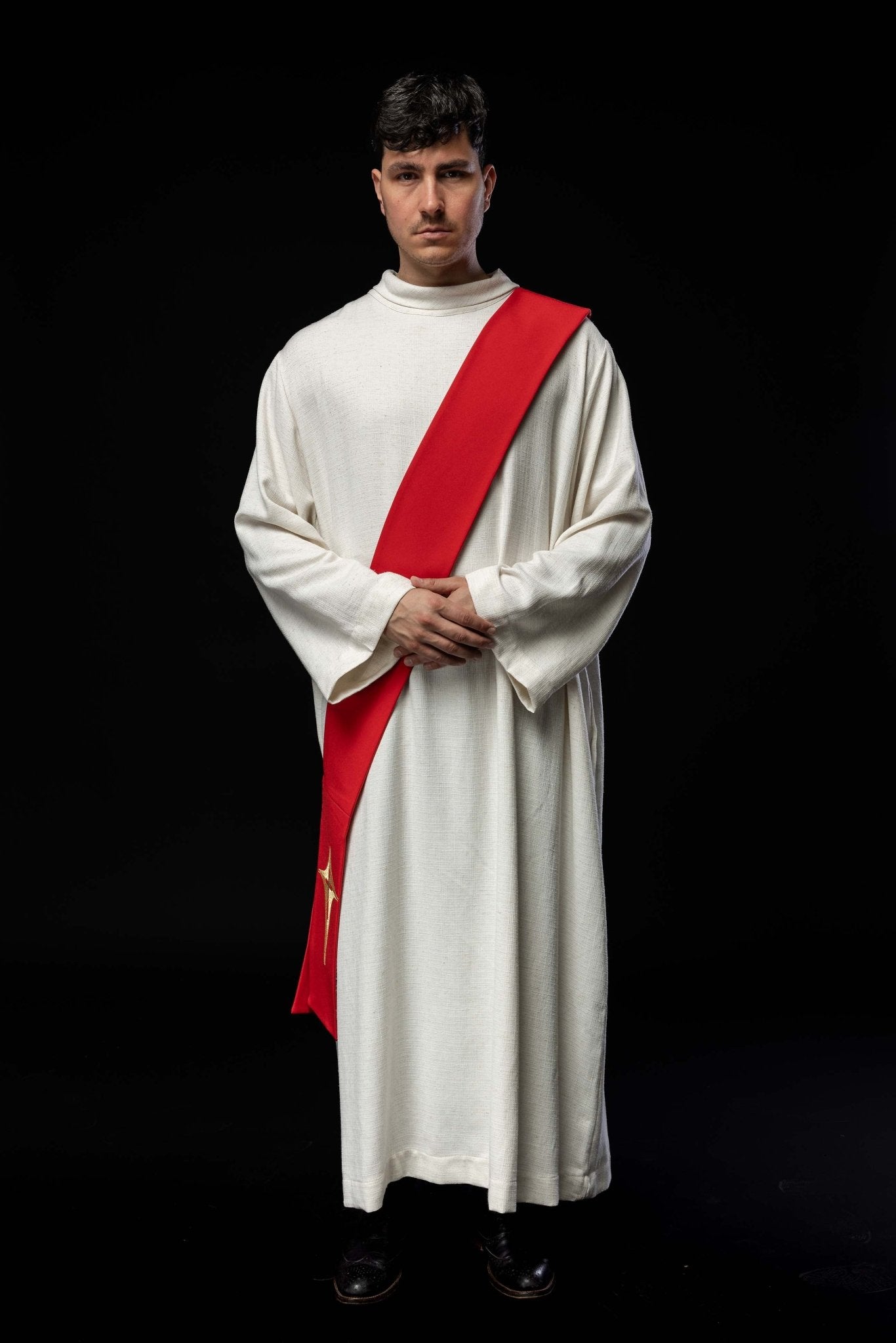 Deacon stole embroidered with a red Cross KSD/134/02/01 CZERWONY - HAFTINAUSA.COM