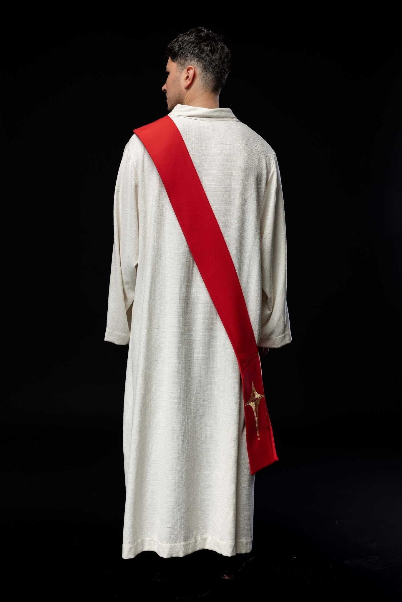 Deacon stole embroidered with a red Cross KSD/134/02/01 CZERWONY - HAFTINAUSA.COM