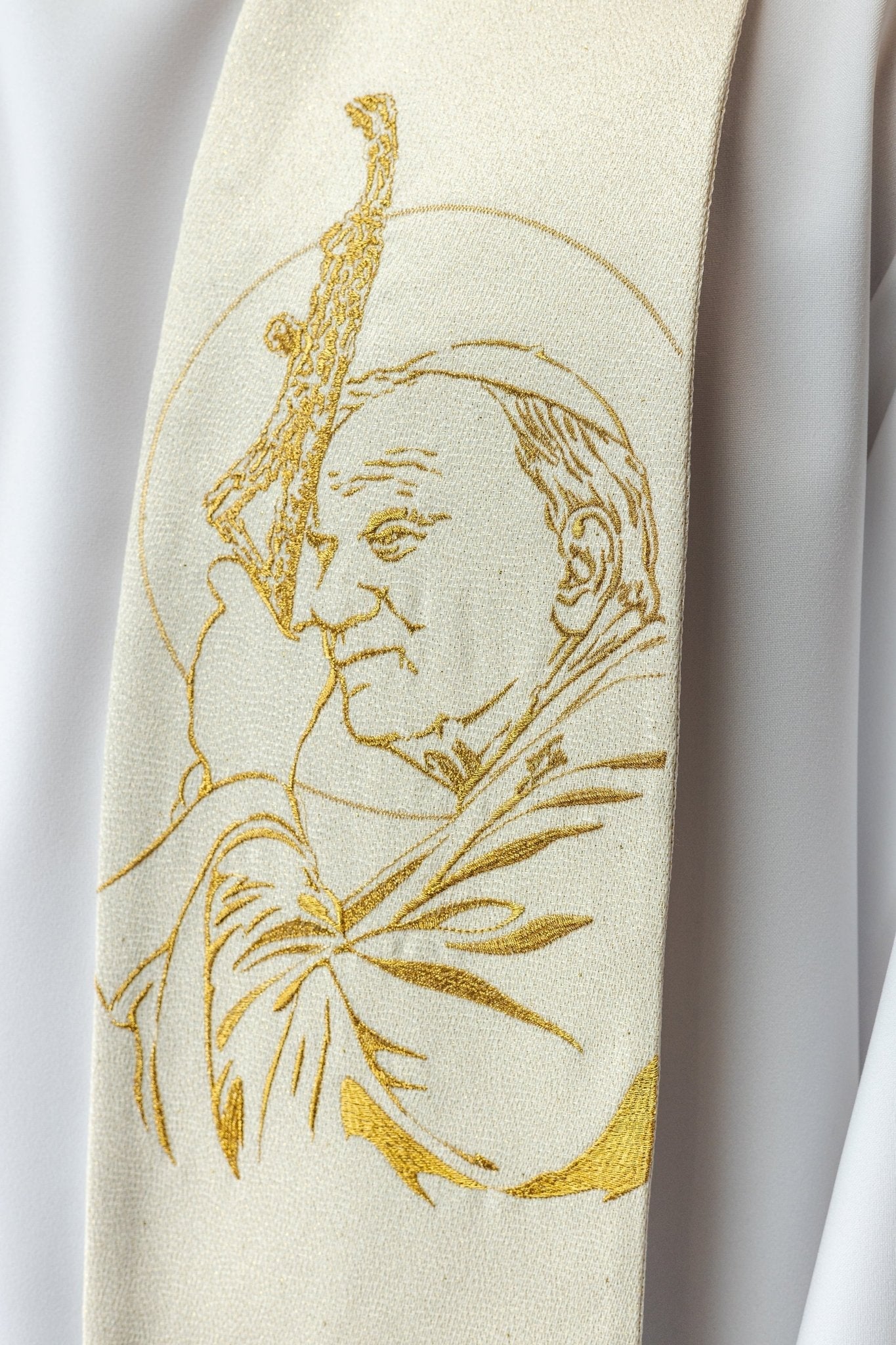 Embroidered stole with the image of Saint John Paul II s - 2061 - 05 - 85 - HAFTINAUSA.COM