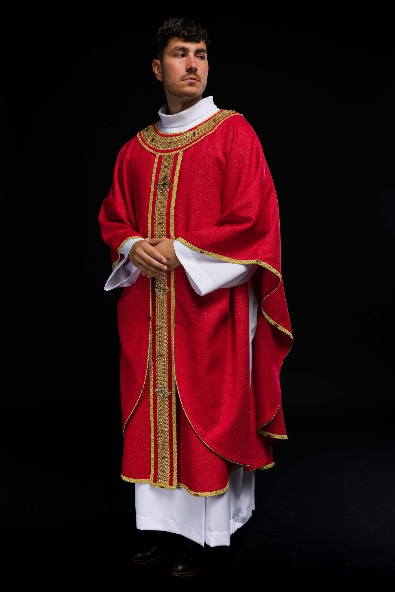 Handmade chasuble with natural stones Handmade 7001 HM/7001/02/71/PA02 - HAFTINAUSA.COM