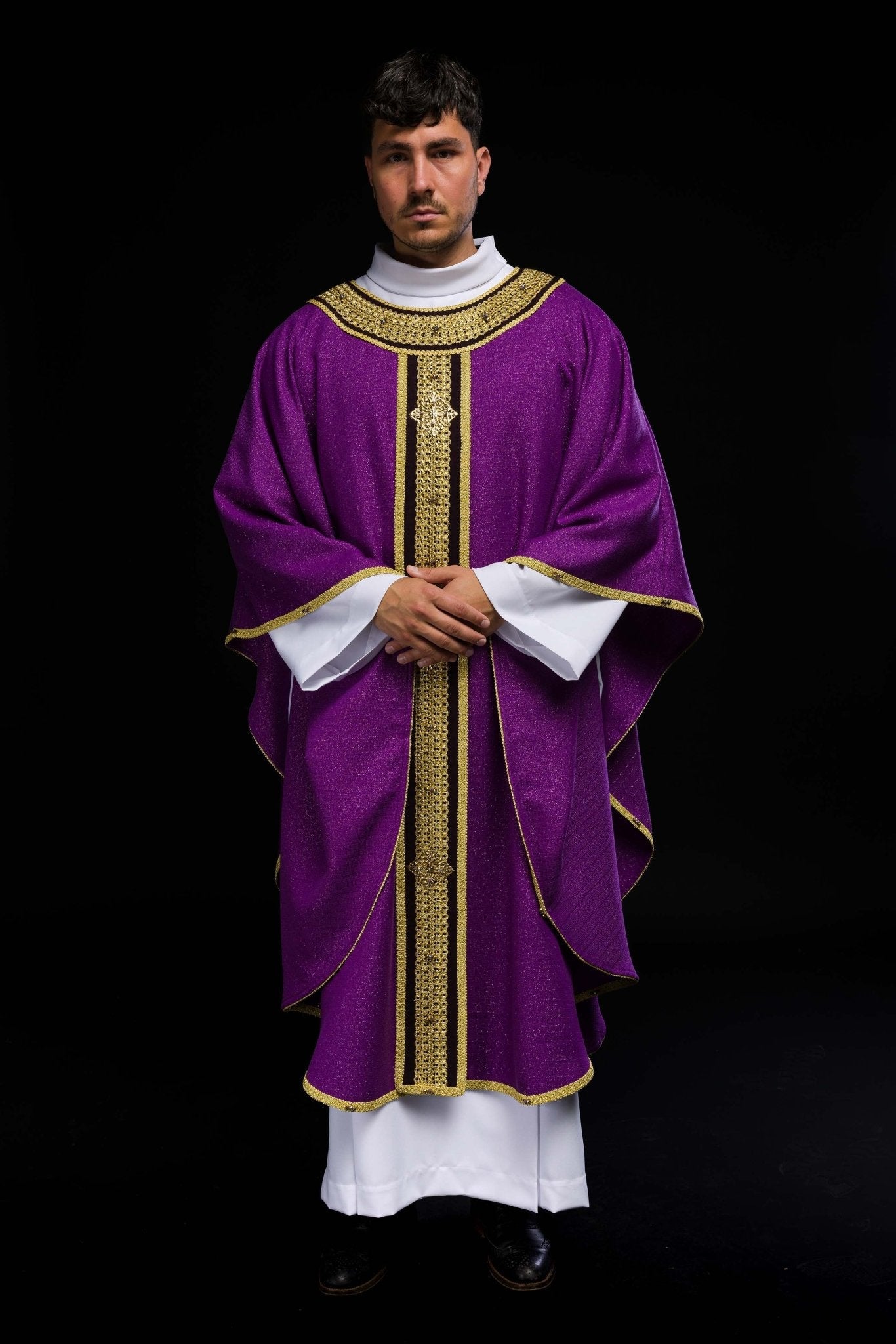 Handmade chasuble with natural stones Handmade 7001 HM/7001/03/71/PA03 - HAFTINAUSA.COM