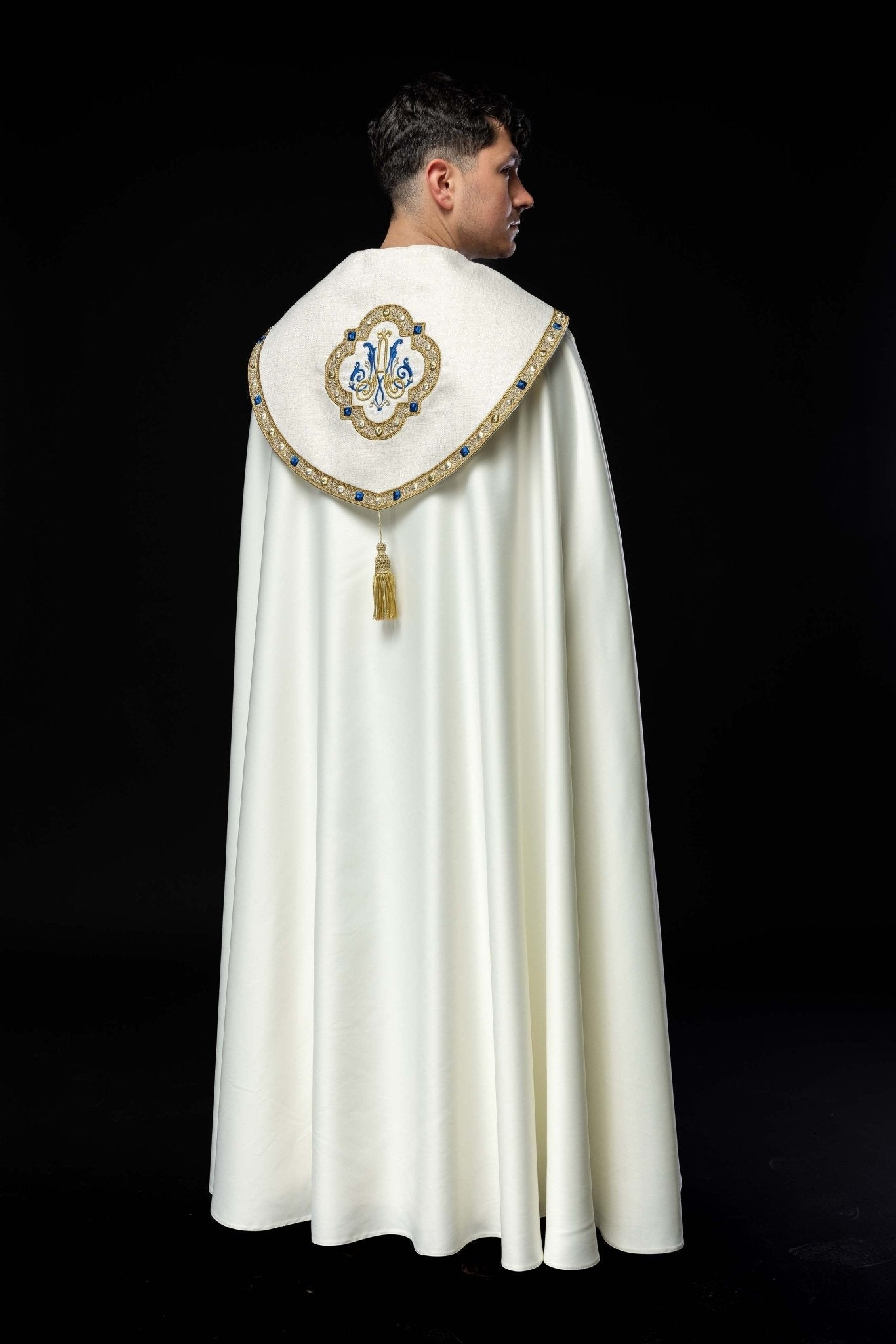 Liturgical cope with embroidered Marian coat of arms S - 3074 - 05 - 41 145cm - HAFTINAUSA.COM