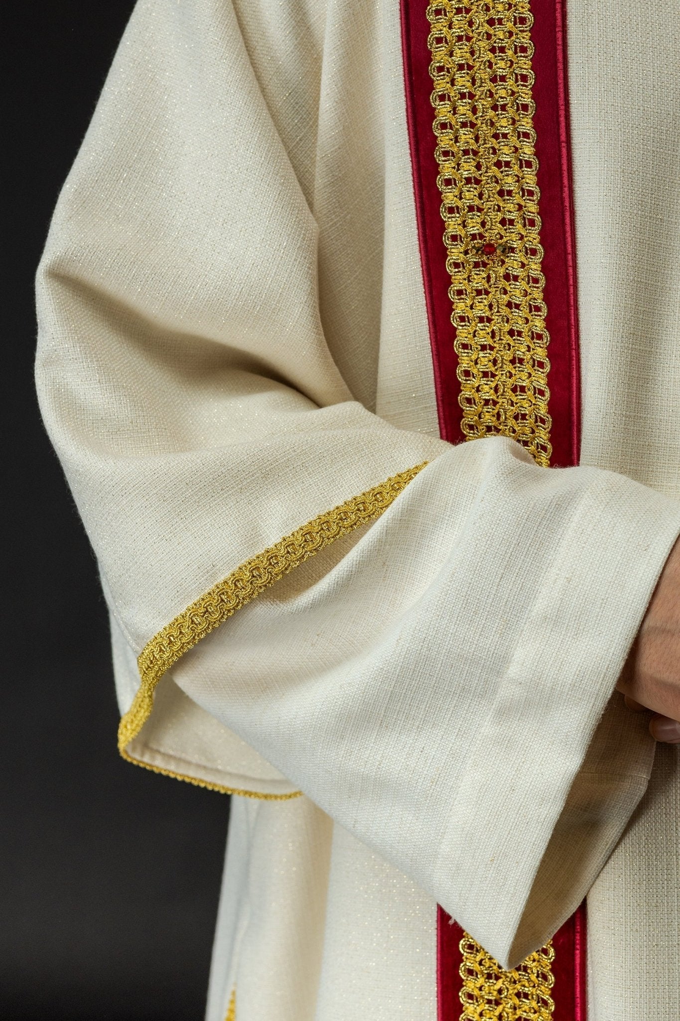Priest dalmatic with red natural stones Handmade 1001 HM/1001/05/71/PA02 - HAFTINAUSA.COM