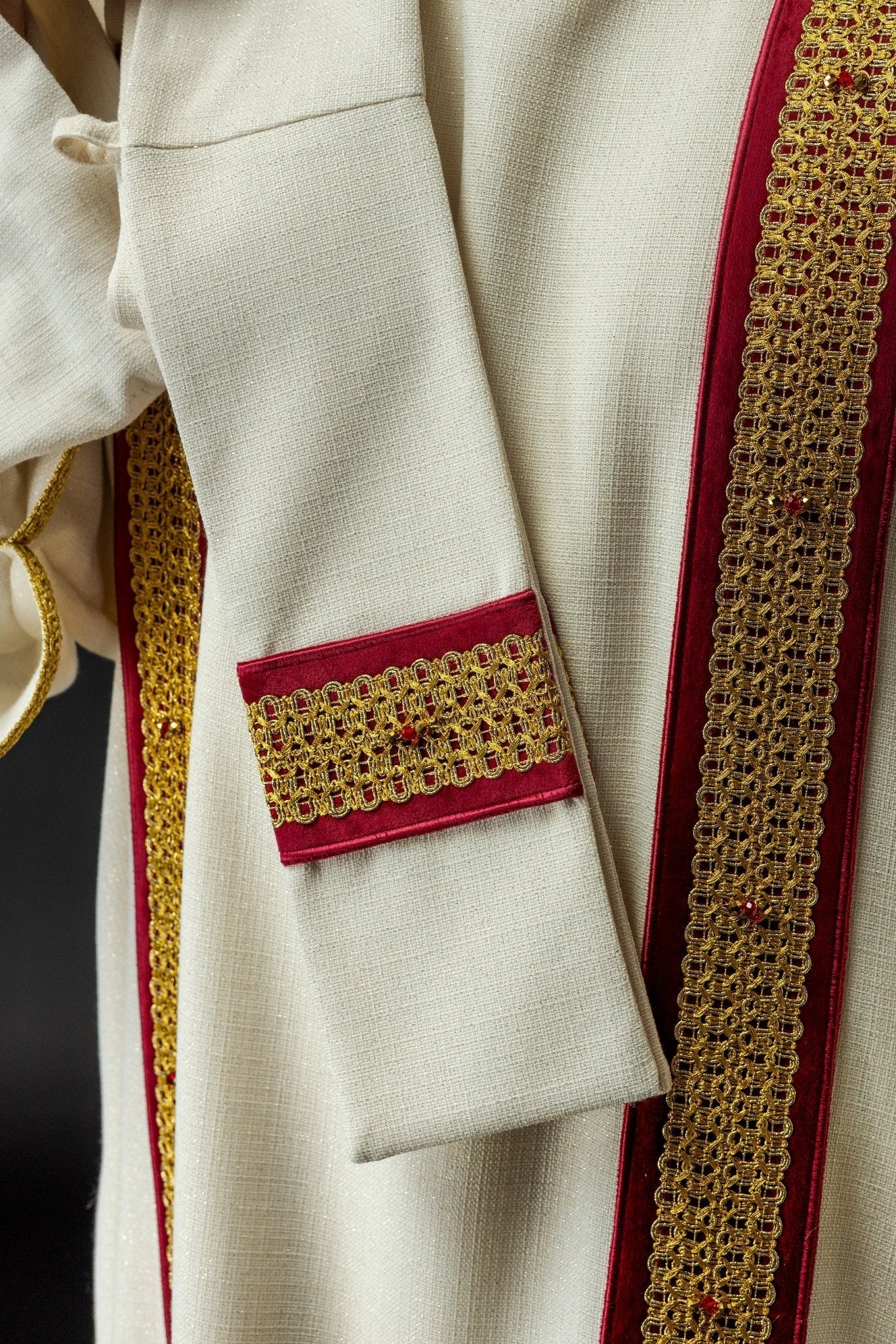 Priest dalmatic with red natural stones Handmade 1001 HM/1001/05/71/PA02 - HAFTINAUSA.COM