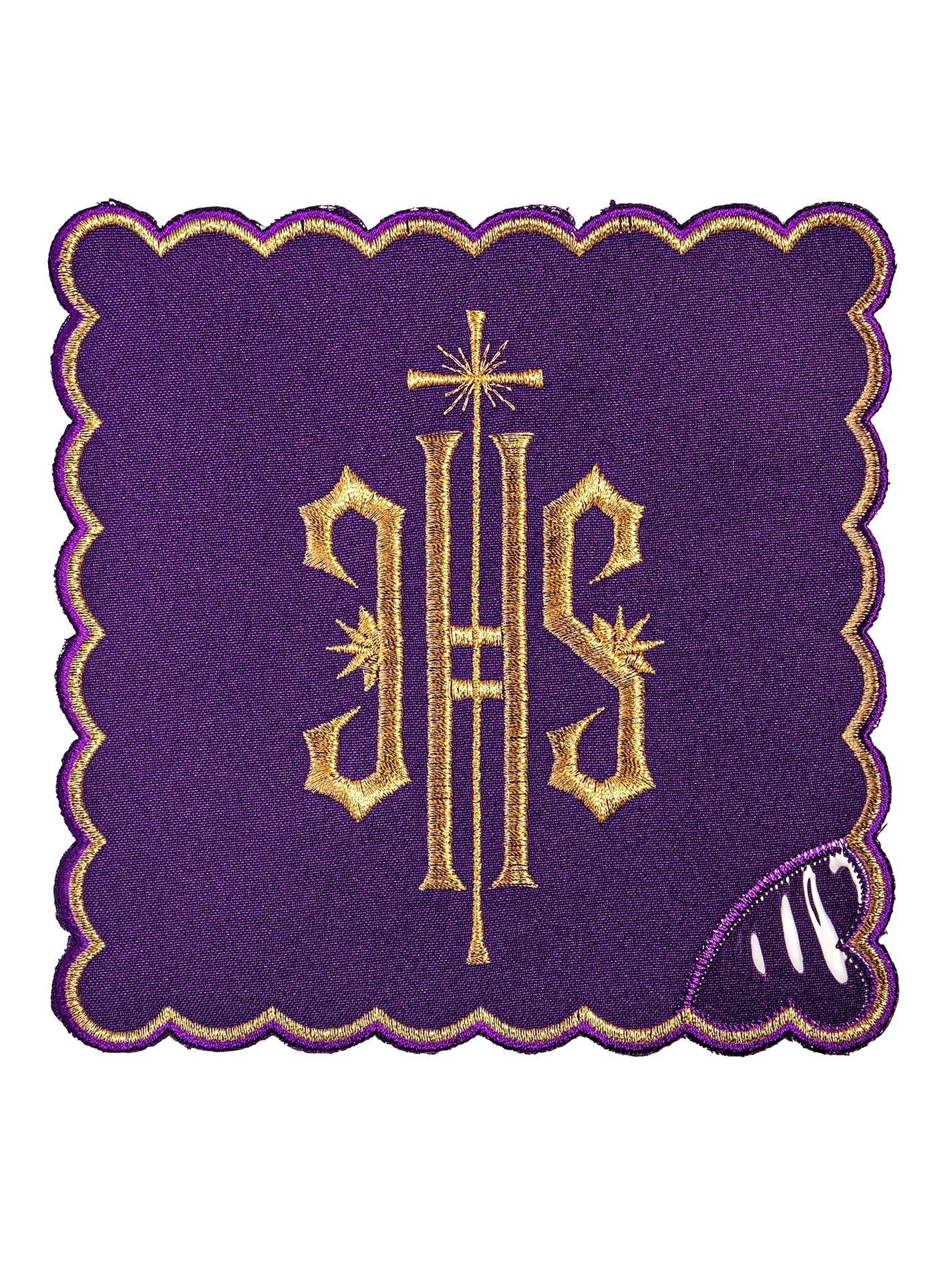 Purple chalice Linens in Purple with IHS emboroidery KK/029/03 - HAFTINAUSA.COM