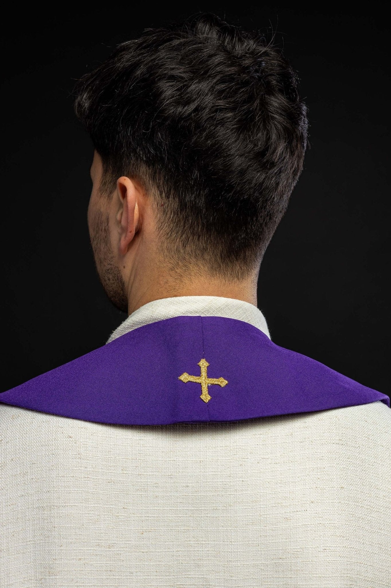 Purple priestly stole embroidered with IHS and grapes KST/068/03/01 FIOLET - HAFTINAUSA.COM