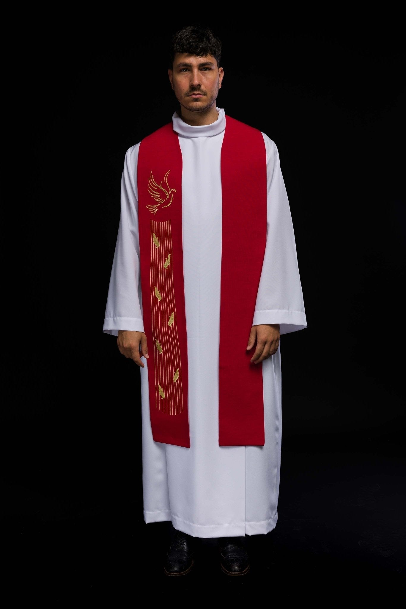 Red embroidered Holy Spirit stole KST/218/02/62 CZERWONY - HAFTINAUSA.COM
