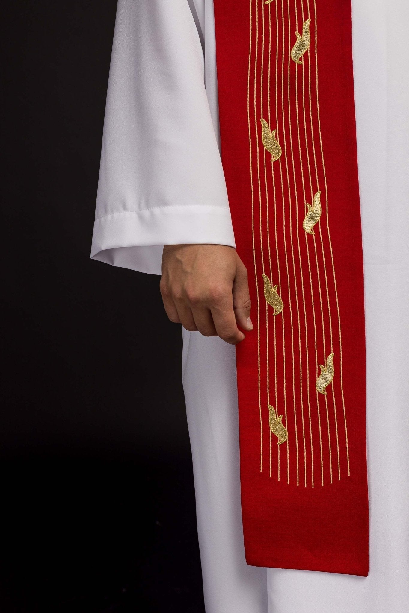 Red embroidered Holy Spirit stole KST/218/02/62 CZERWONY - HAFTINAUSA.COM