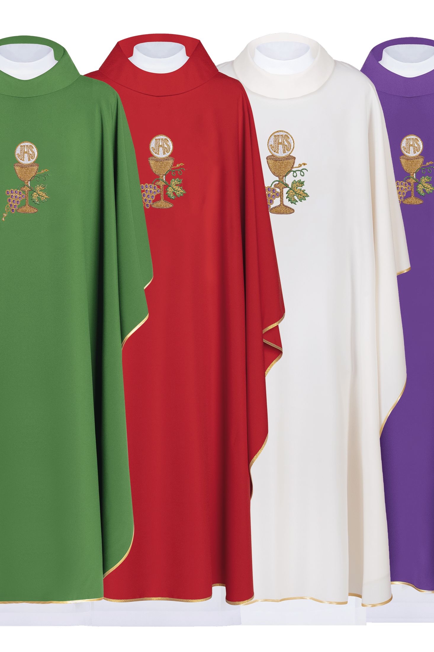 Chasubles set in four colors chalice and grapes - HAFTINAUSA.COM