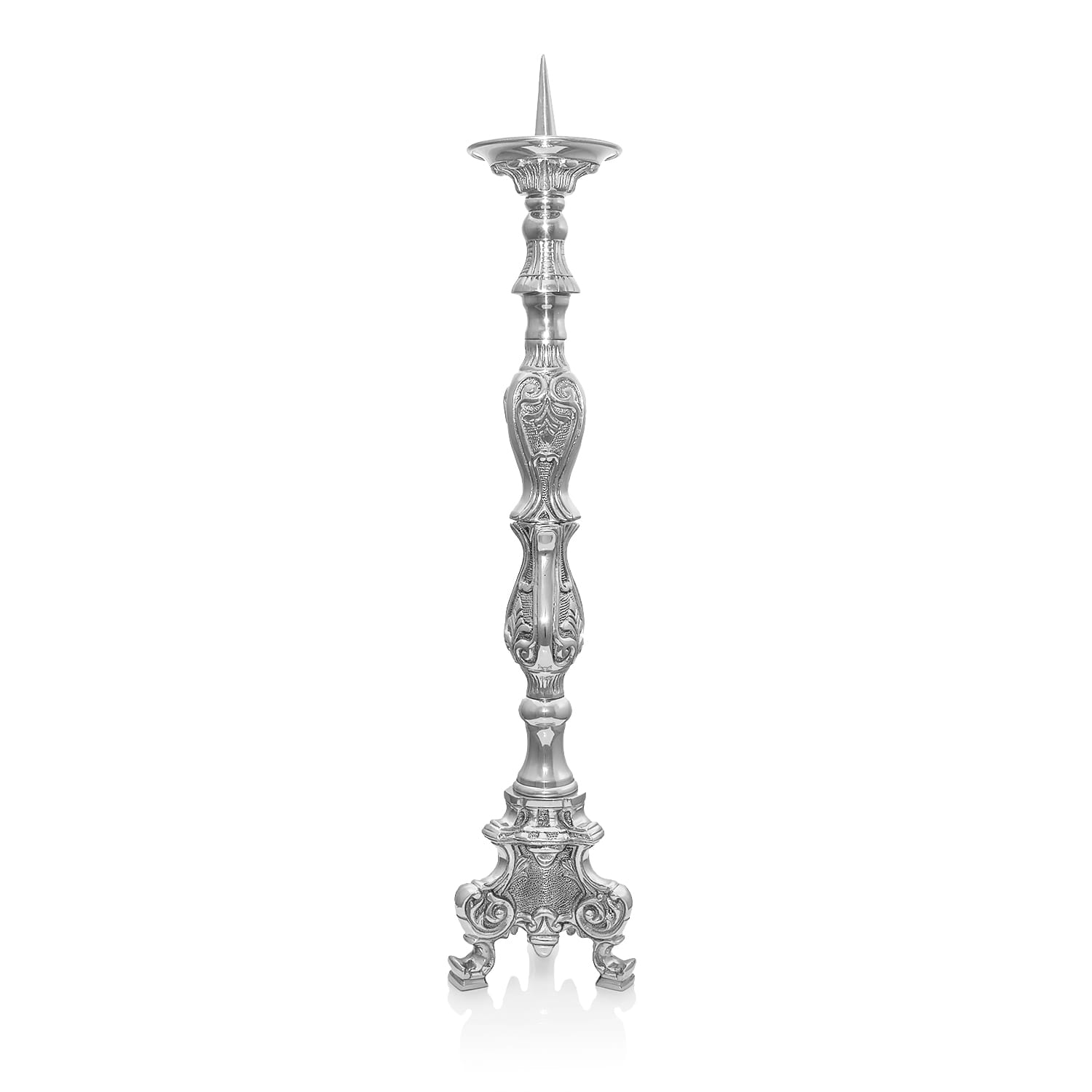 Candlestick – Brass with Nickel Finish – 23.6 in