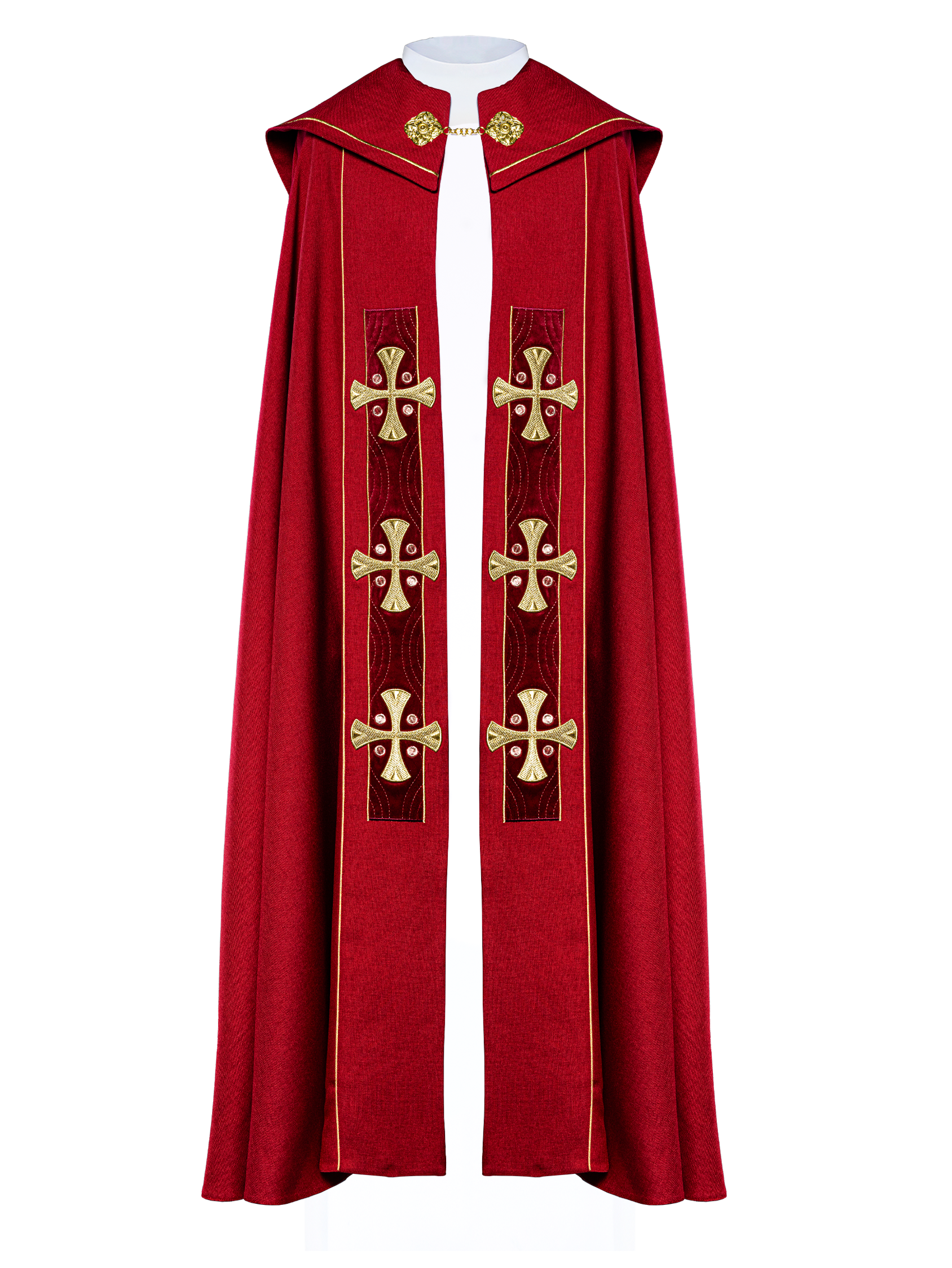 Cap in embroidered gold crosses with red velvet