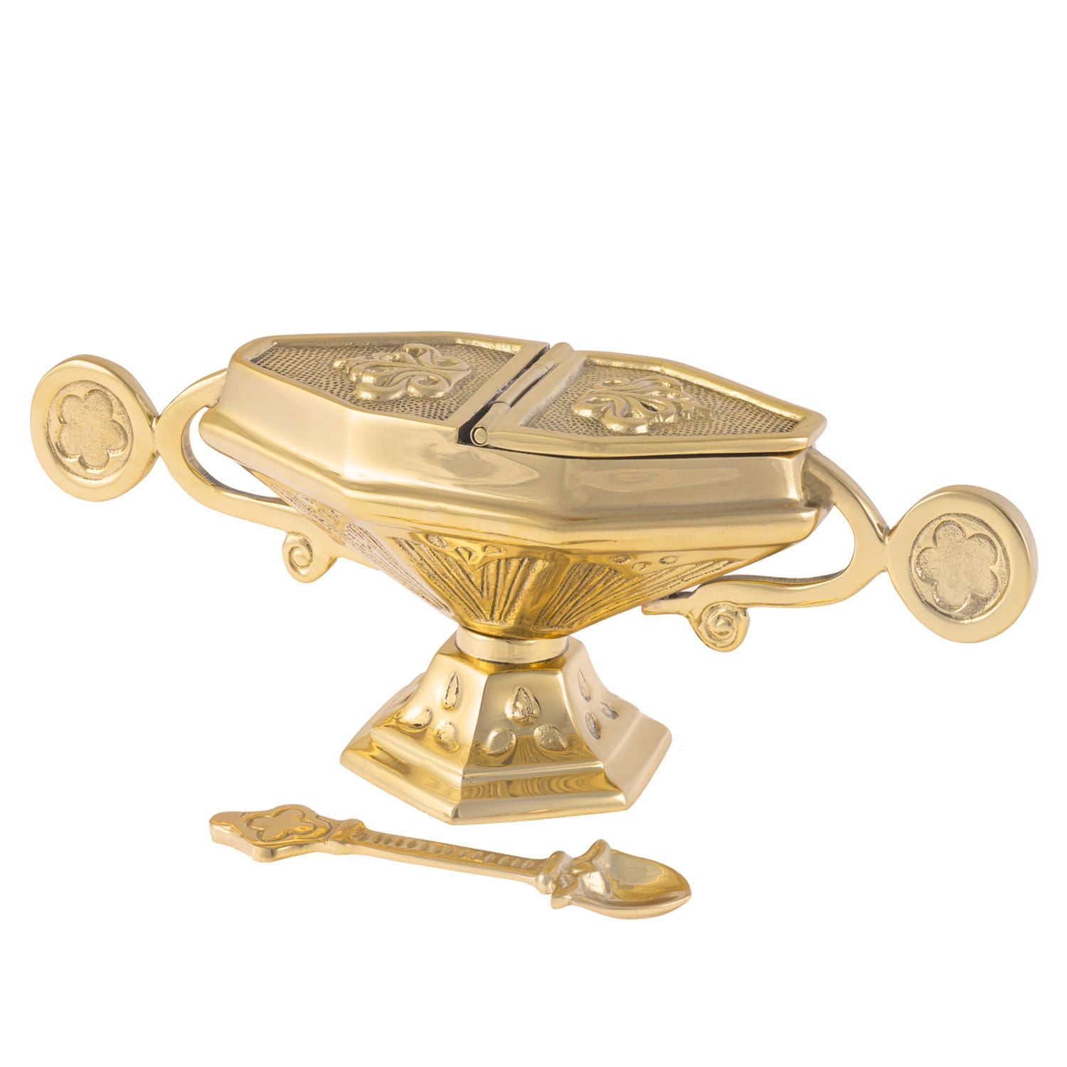 Brass Incense Boat with Spoon - 3.5 in