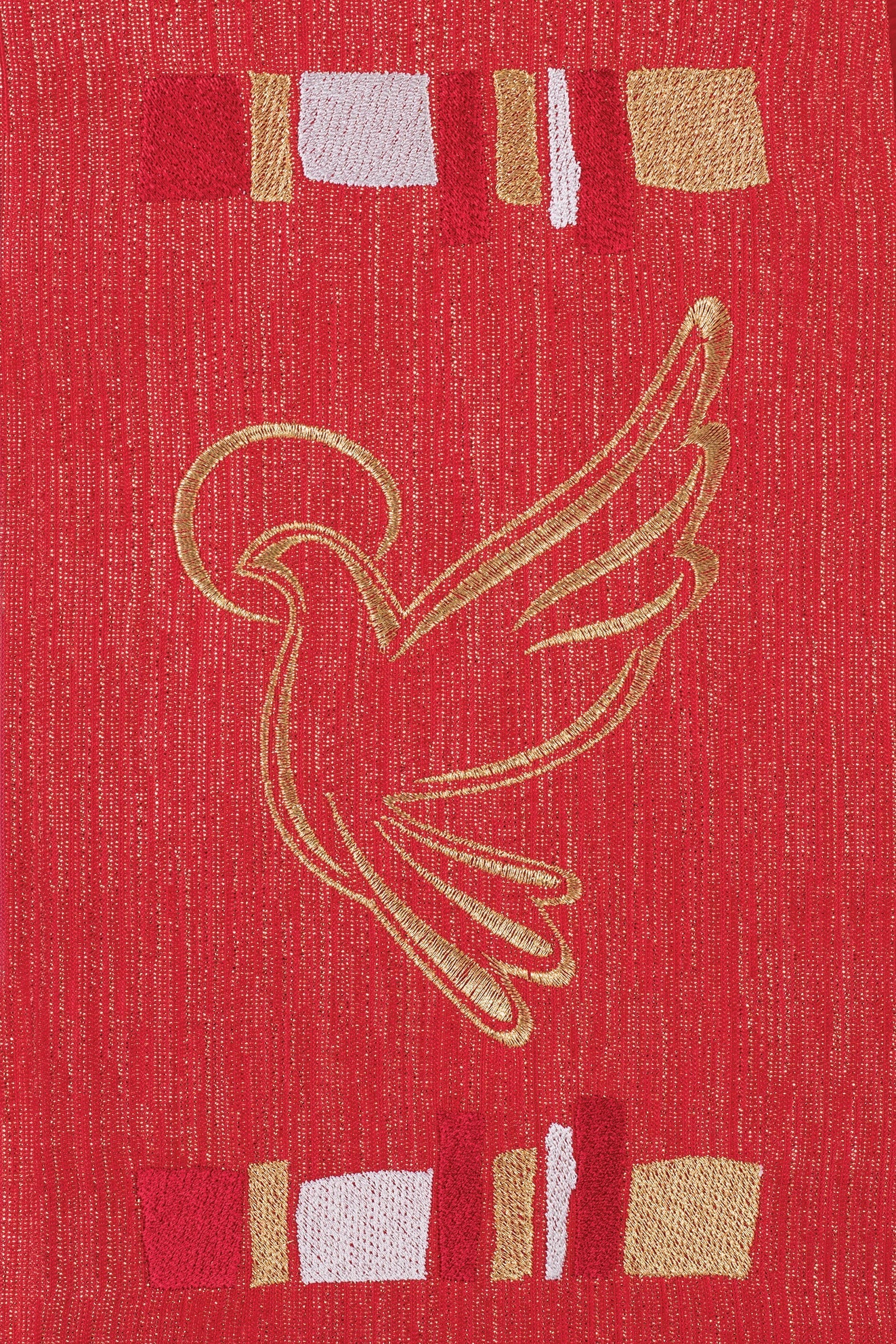 Red embroidered Holy Spirit and cross stole