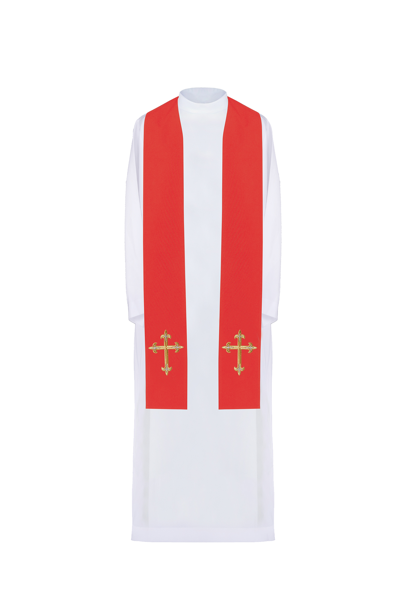 Priestly stole embroidered with a Cross in Red