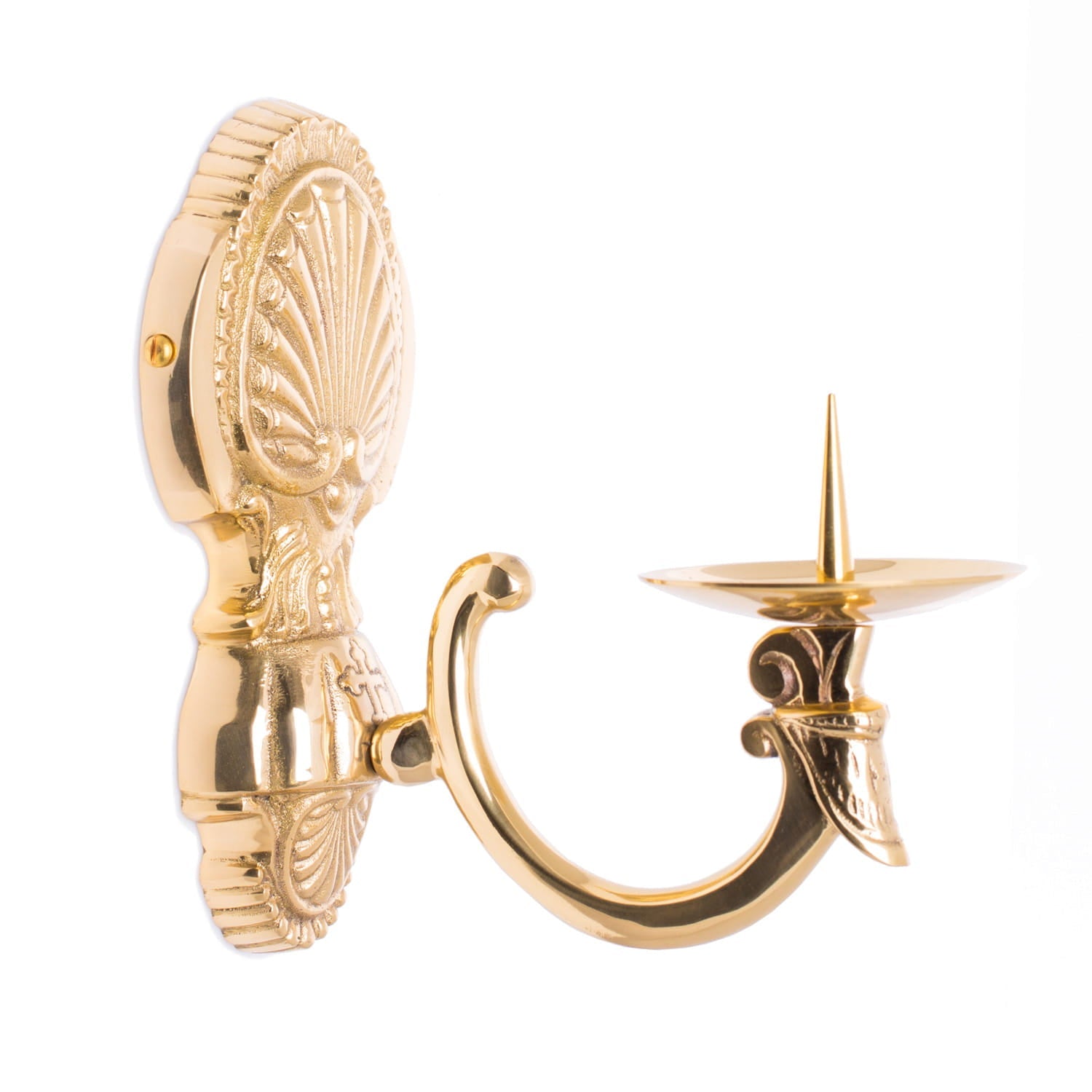 Wall-mounted candle holder – brass