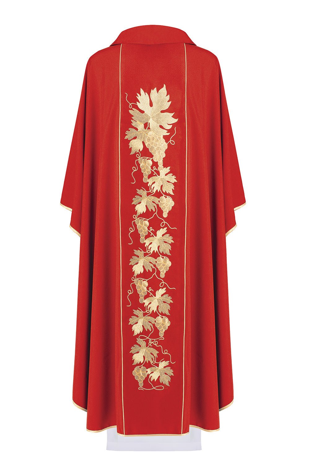 Chasuble embroidered with gold IHS and grapes motif - HAFTINAUSA.COM
