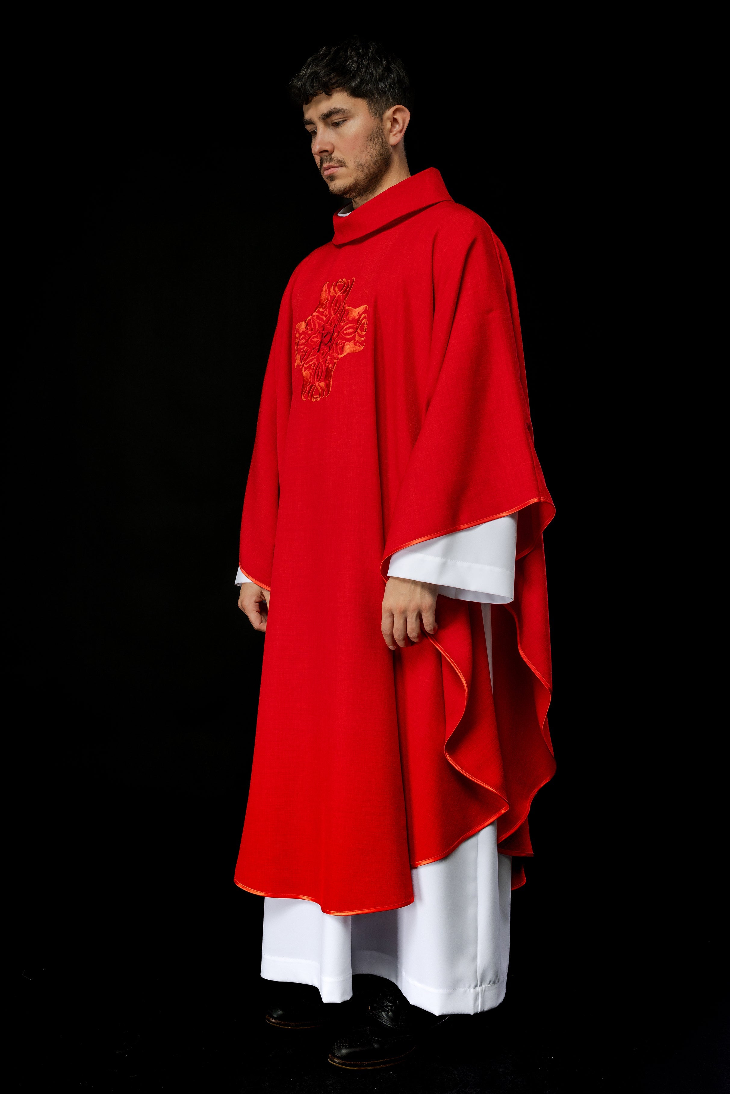 Red chasuble with Cross embroidery