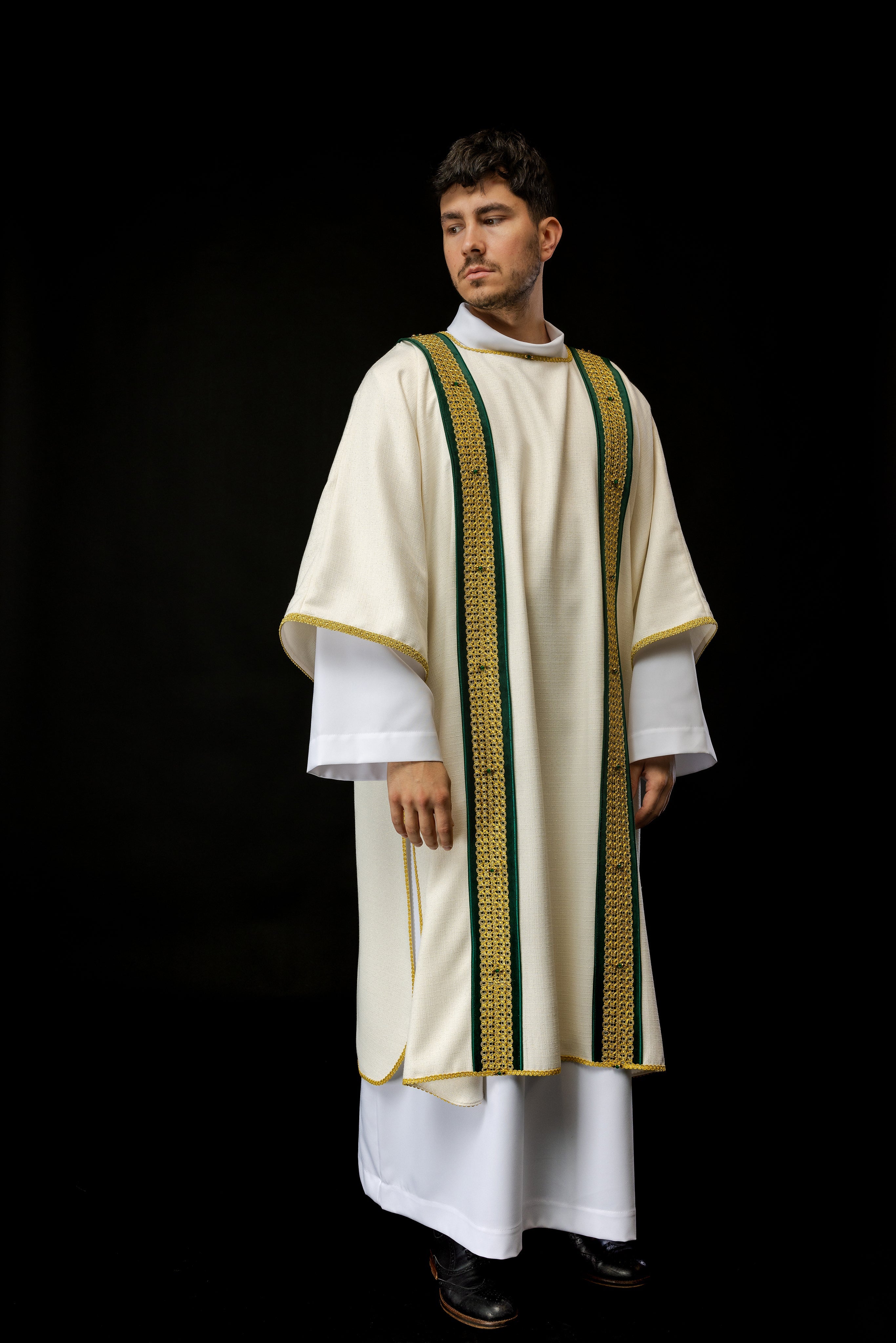 Deacon dalmatic made of Ivory Italian fabric Handmade 1001