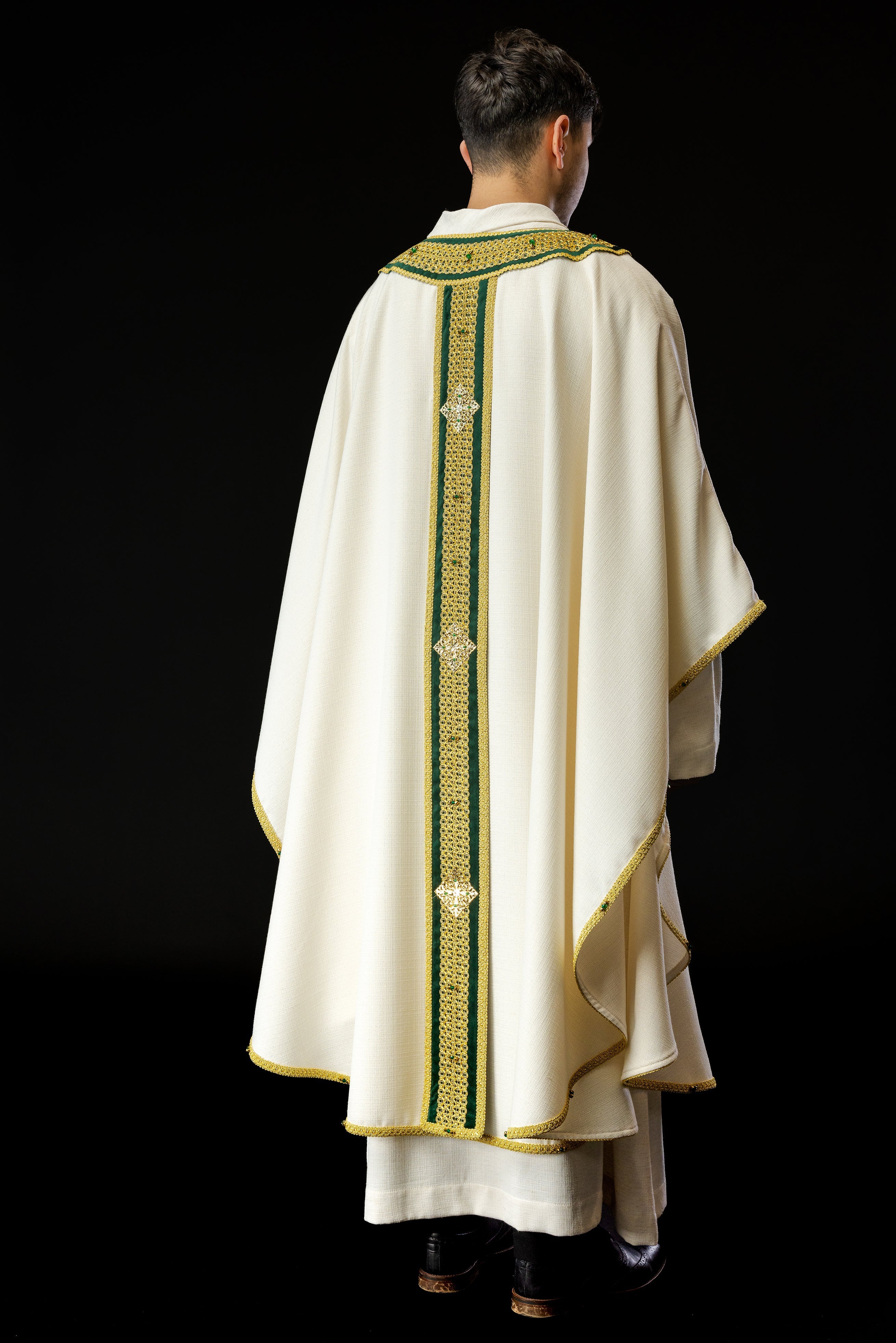 Priest vestment with green orphrey Handmade 7001