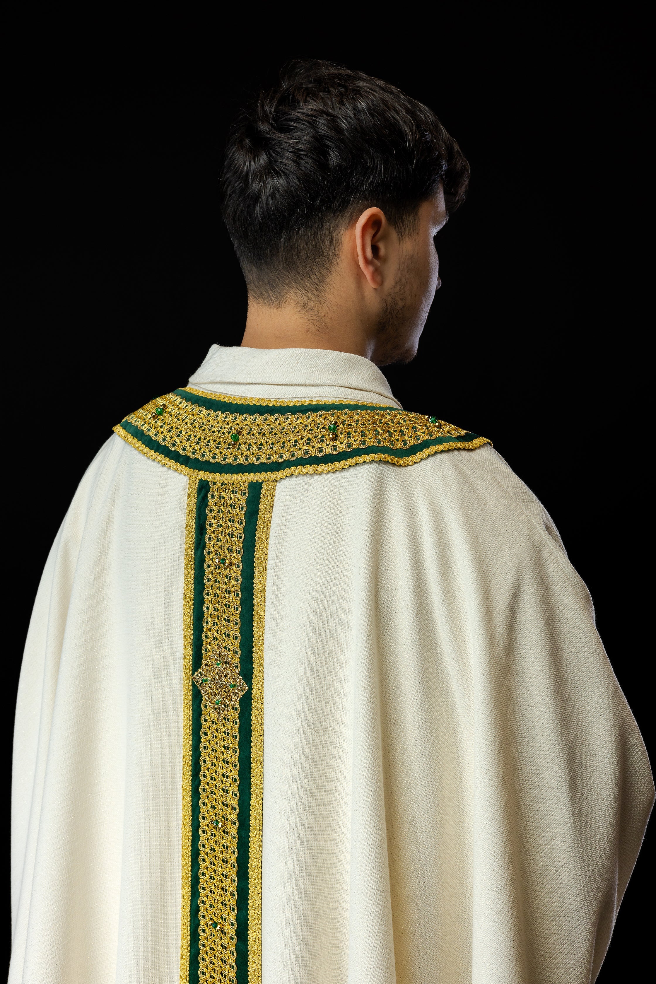 Priest vestment with green orphrey Handmade 7001