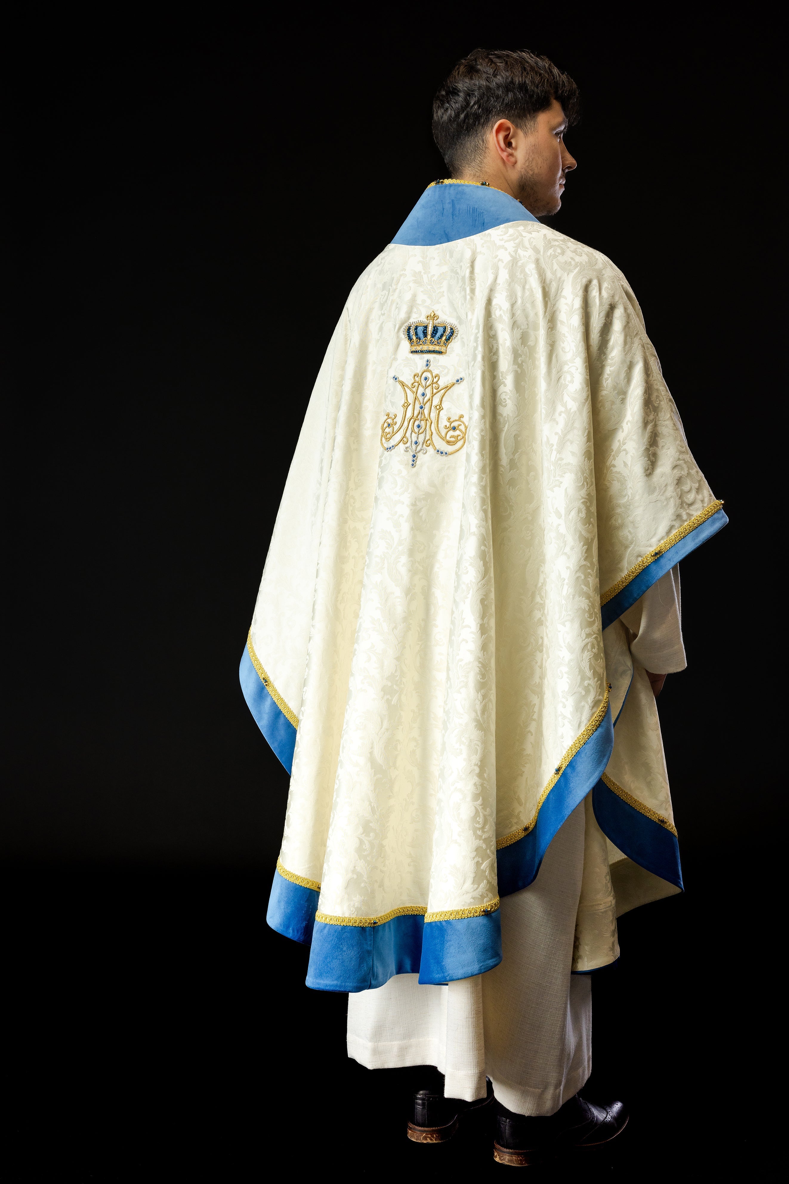 Marian chasuble made of Italian fabric Handmade 7006