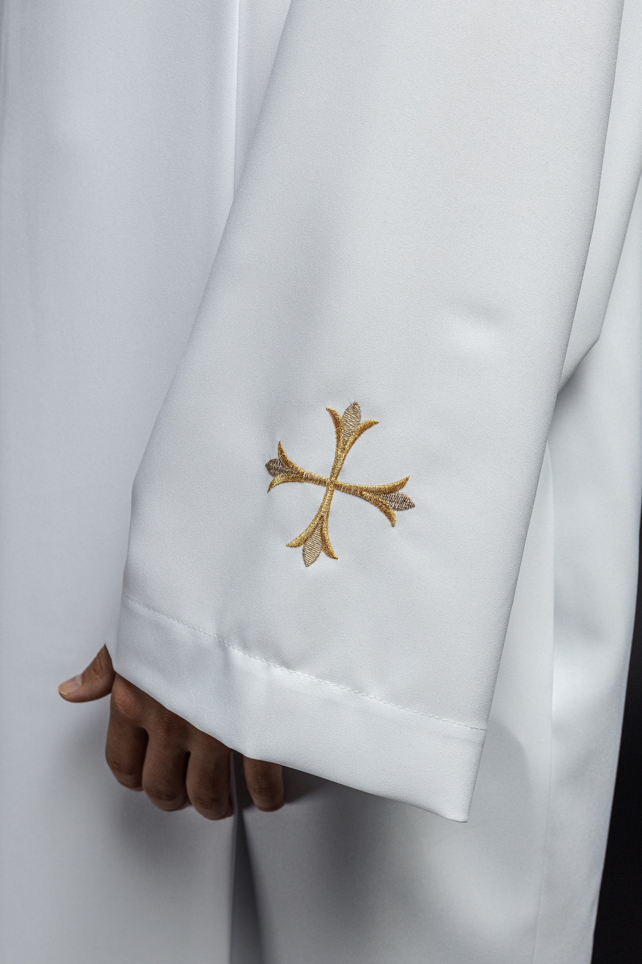 Embroidered cleric alb with collar