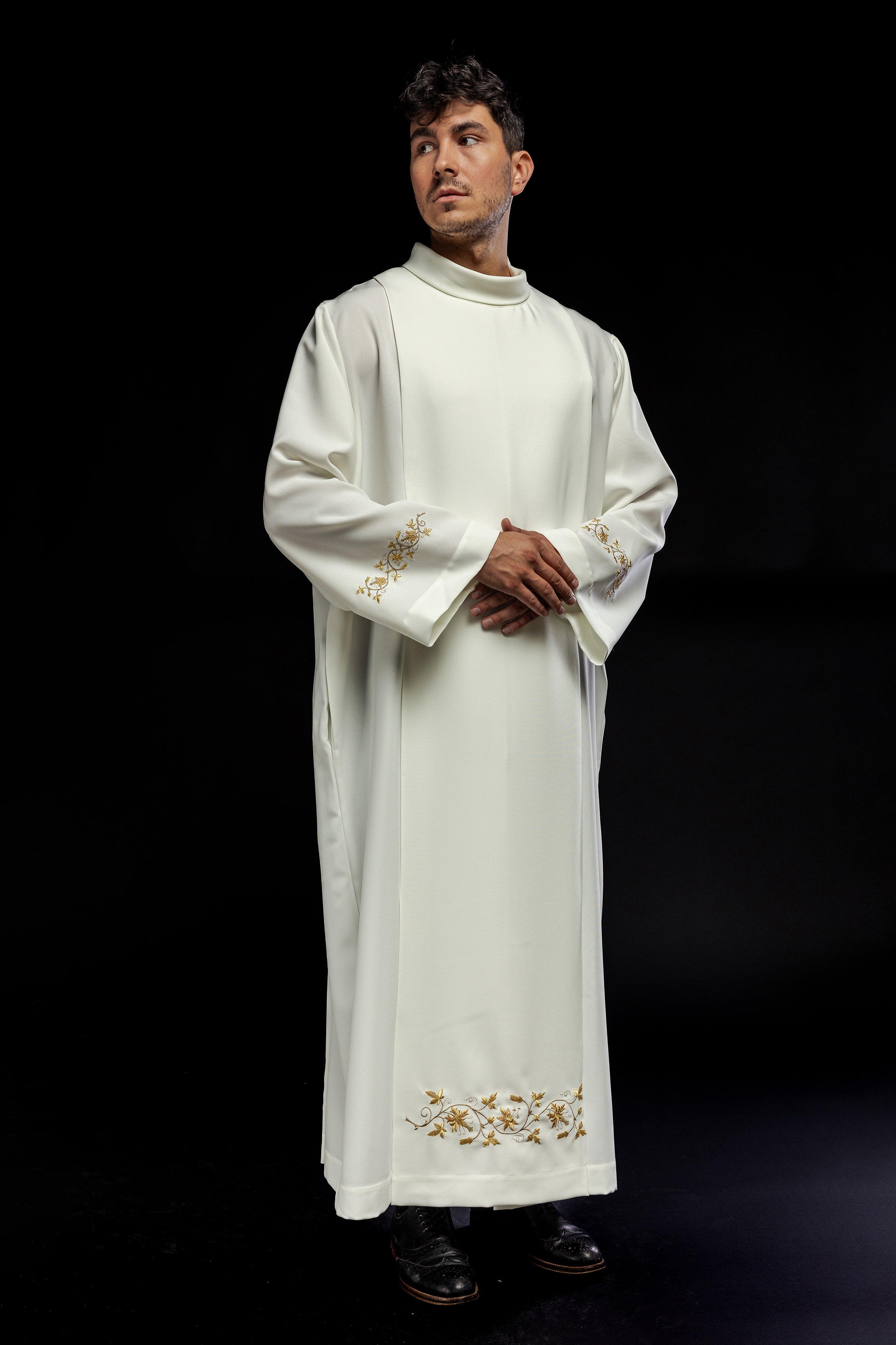 Clergy Alb with neck collar