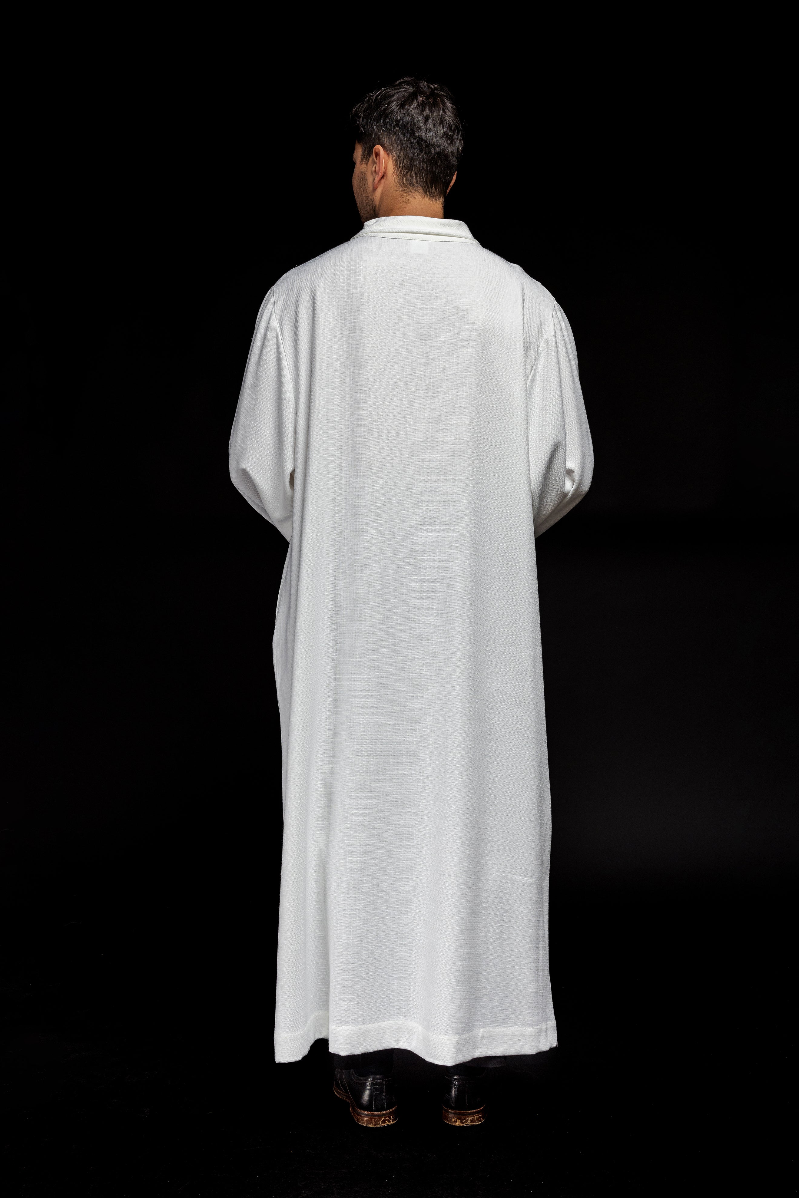 Clergy alb made of white linen fabric