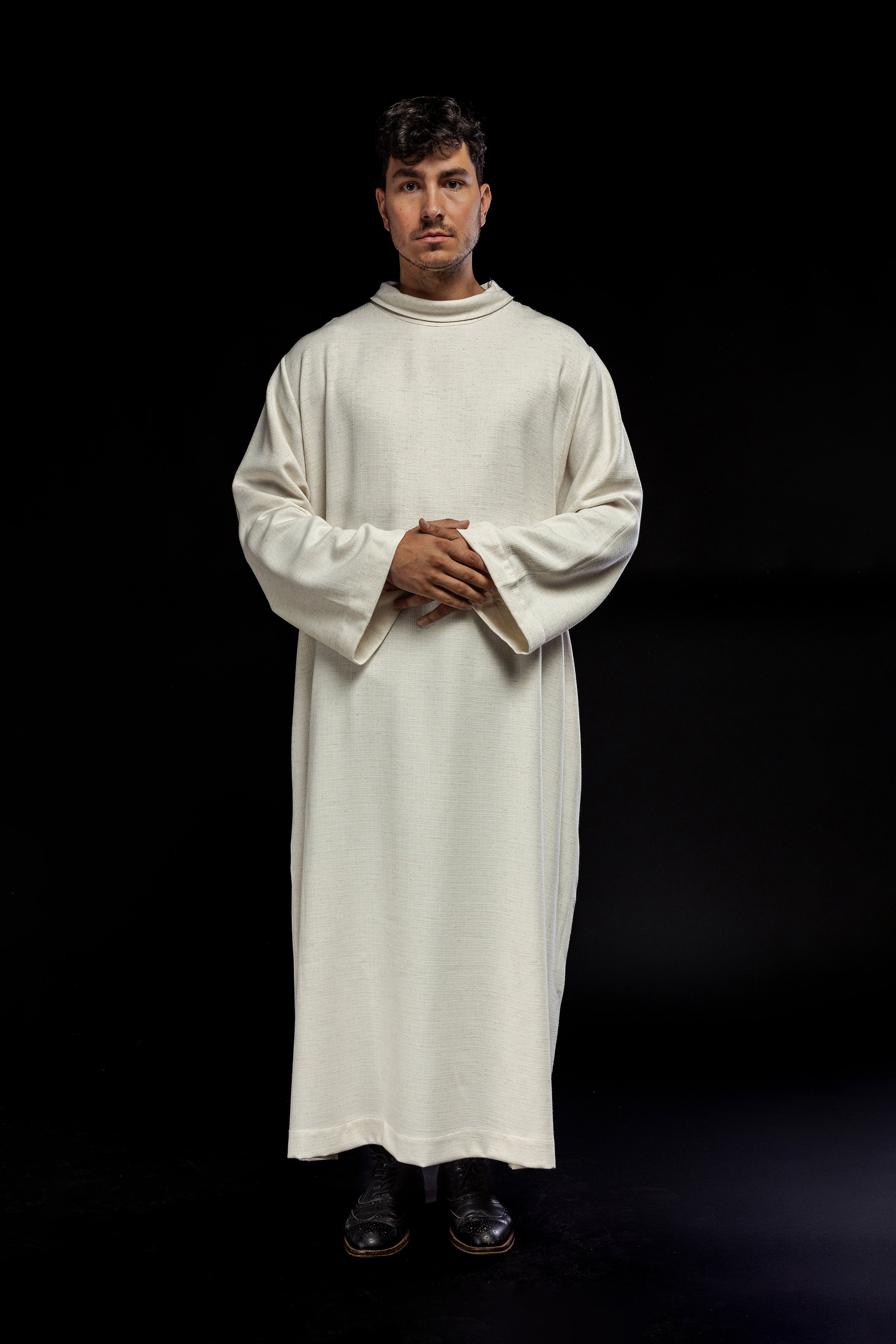 Clergy alb made of natural weaved fabric