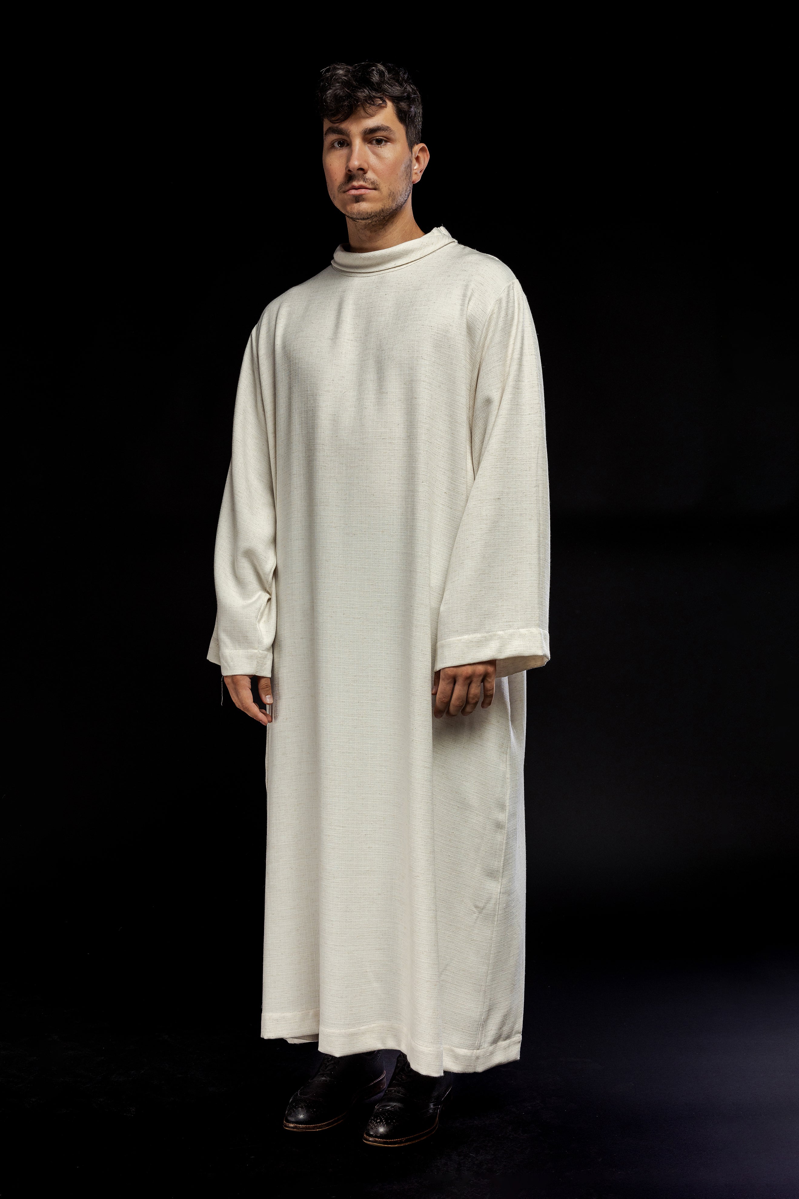 Clergy alb made of natural weaved fabric