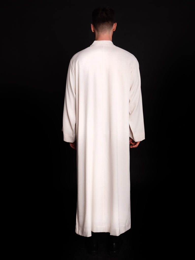 Clergy alb made of white linen fabric